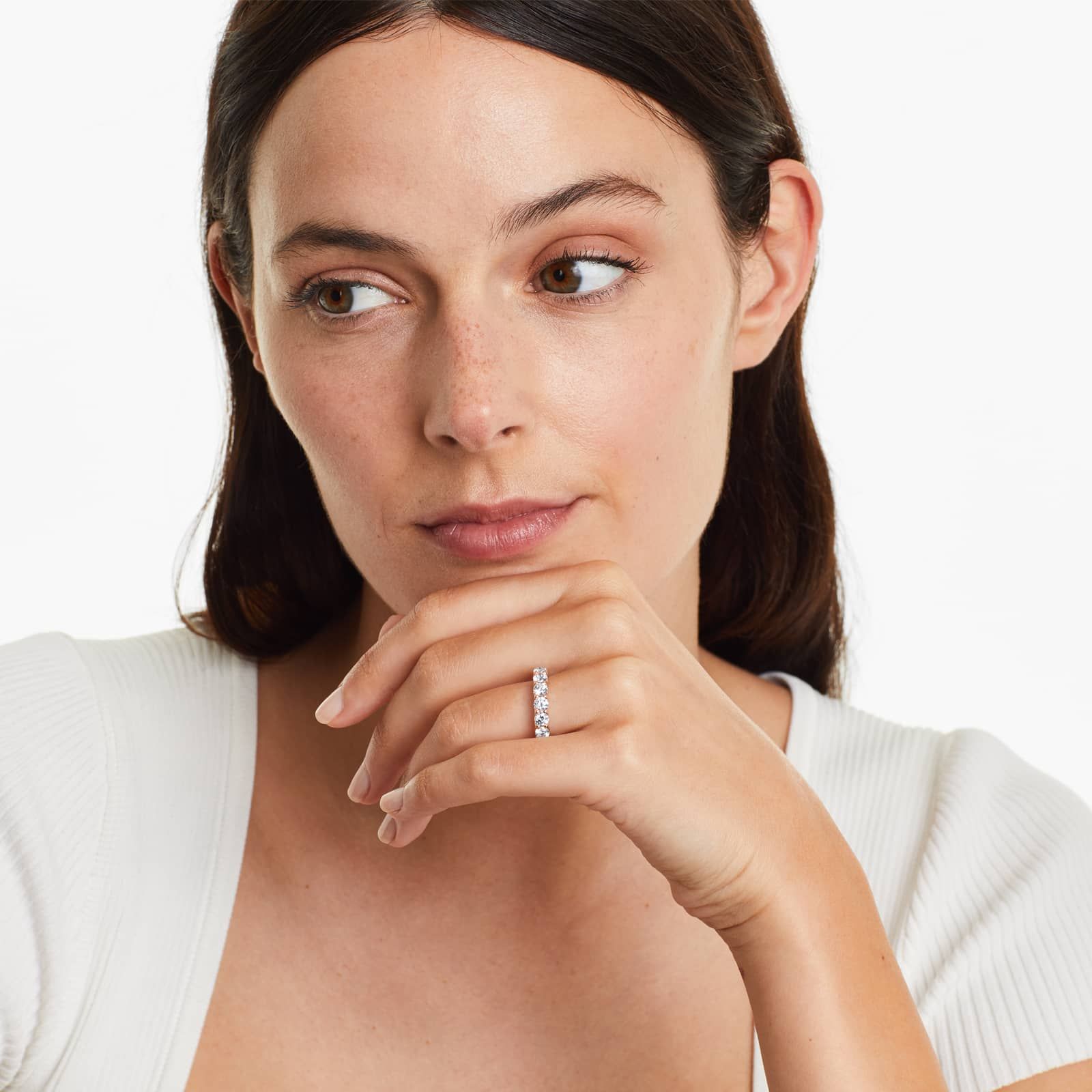 Shared Prong Seven Stone Contour Anniversary Ring With 1.5 CTW Diamonds In 14K Rose Gold (3.00mm)