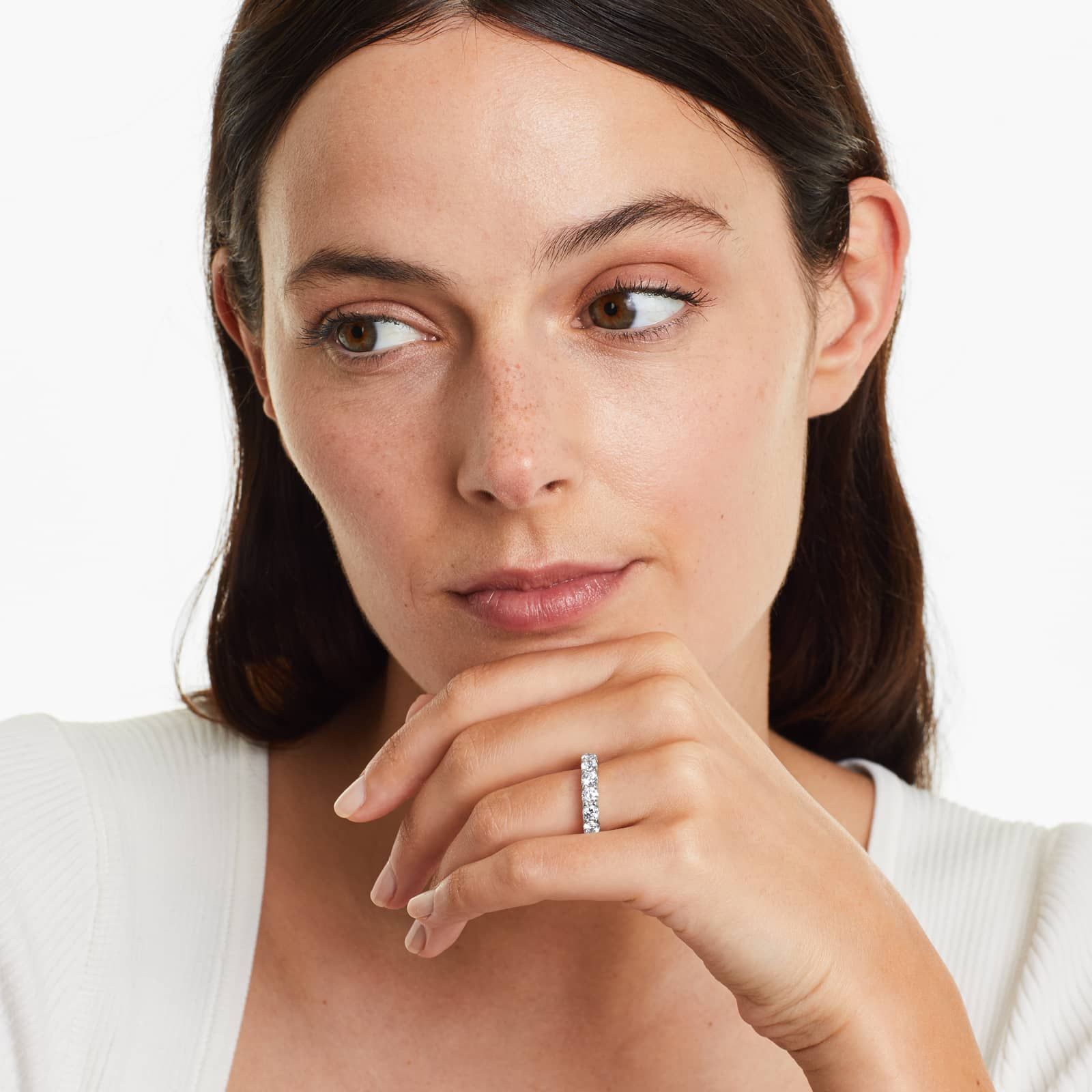 Shared Prong Seven Stone Contour Anniversary Ring With 1.5 CTW Diamonds In 14K White Gold (3.00mm)