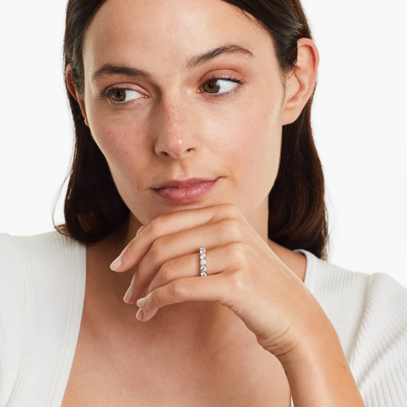 Shared Prong Seven Stone Contour Anniversary Ring With 1.5 CTW Diamonds In 14K Yellow Gold (3.00mm)