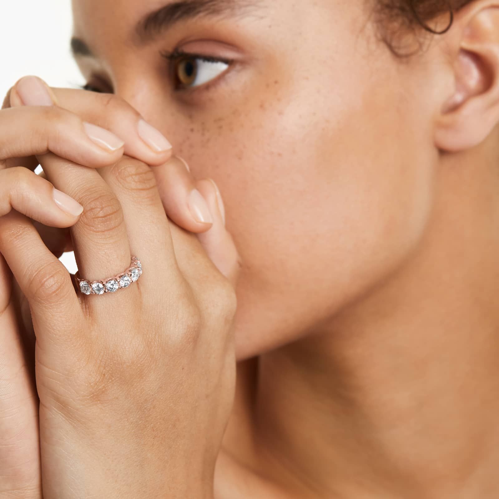 Shared Prong Seven Stone Contour Anniversary Ring With 2 CTW Diamonds In 14K Rose Gold (3.50mm)