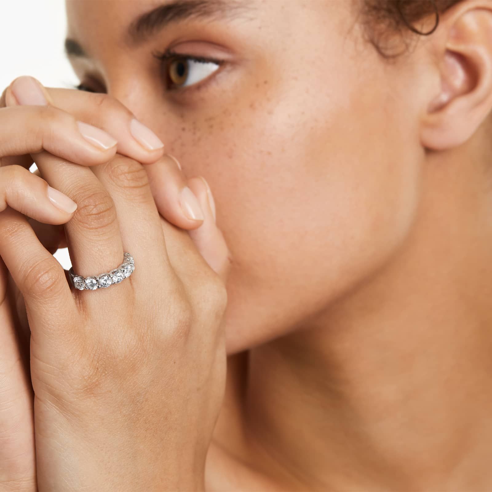 Shared Prong Seven Stone Contour Anniversary Ring With 2 CTW Diamonds In Platinum (3.50mm)