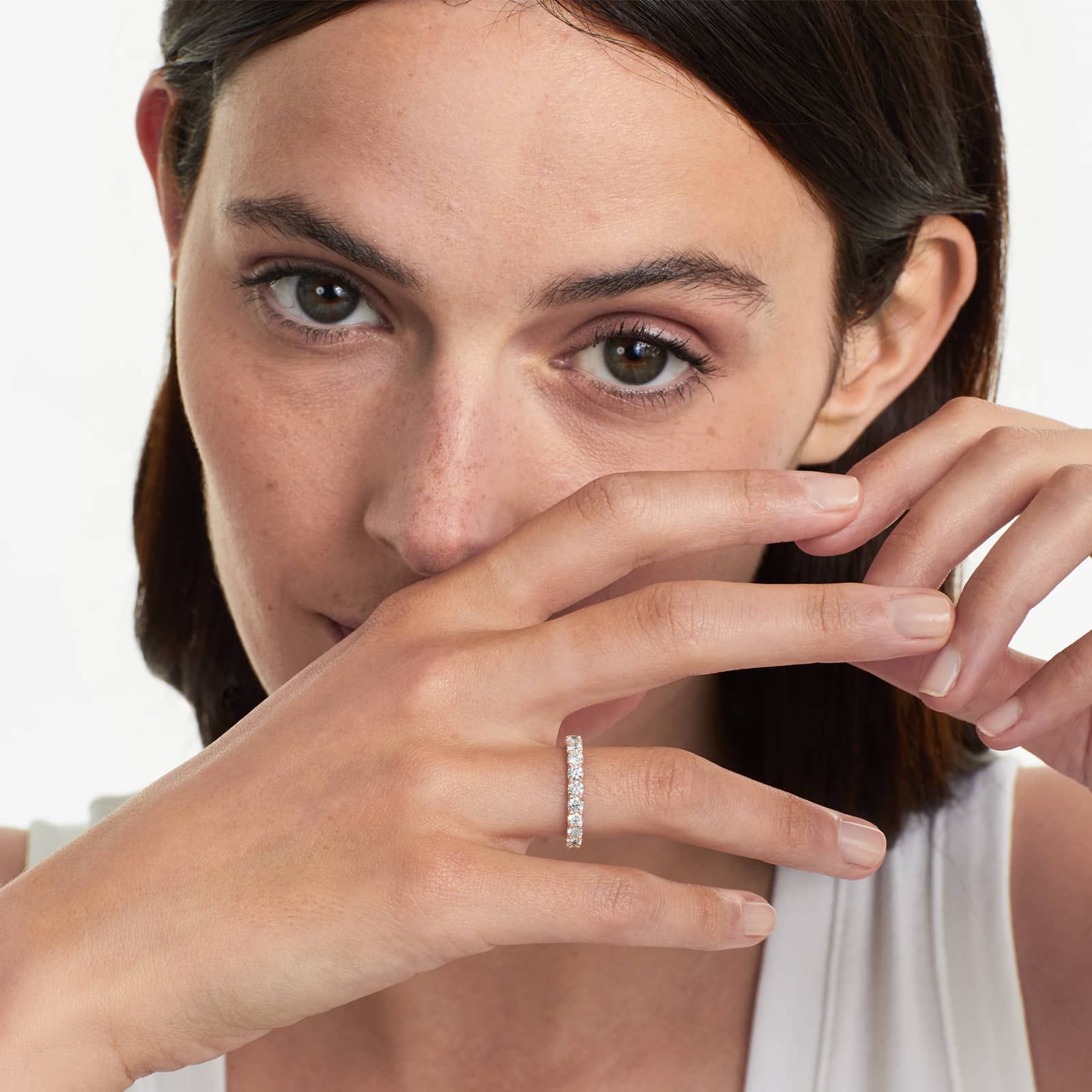 Shared Prong Contour Eternity Ring With 2 CTW Diamonds In 14K Rose Gold (3.00mm)