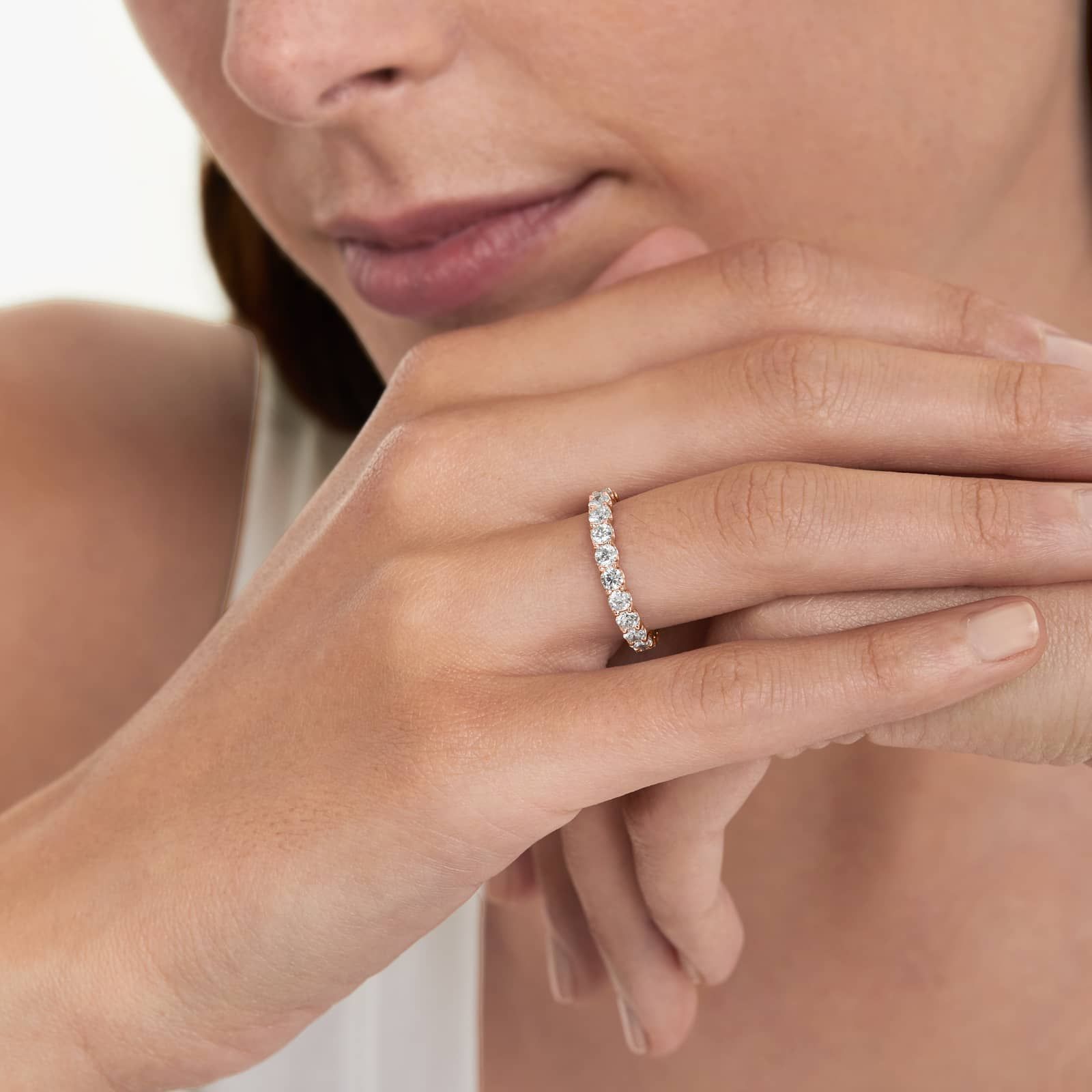 Shared Prong Contour Eternity Ring With 2 CTW Diamonds In 14K Rose Gold (3.00mm)