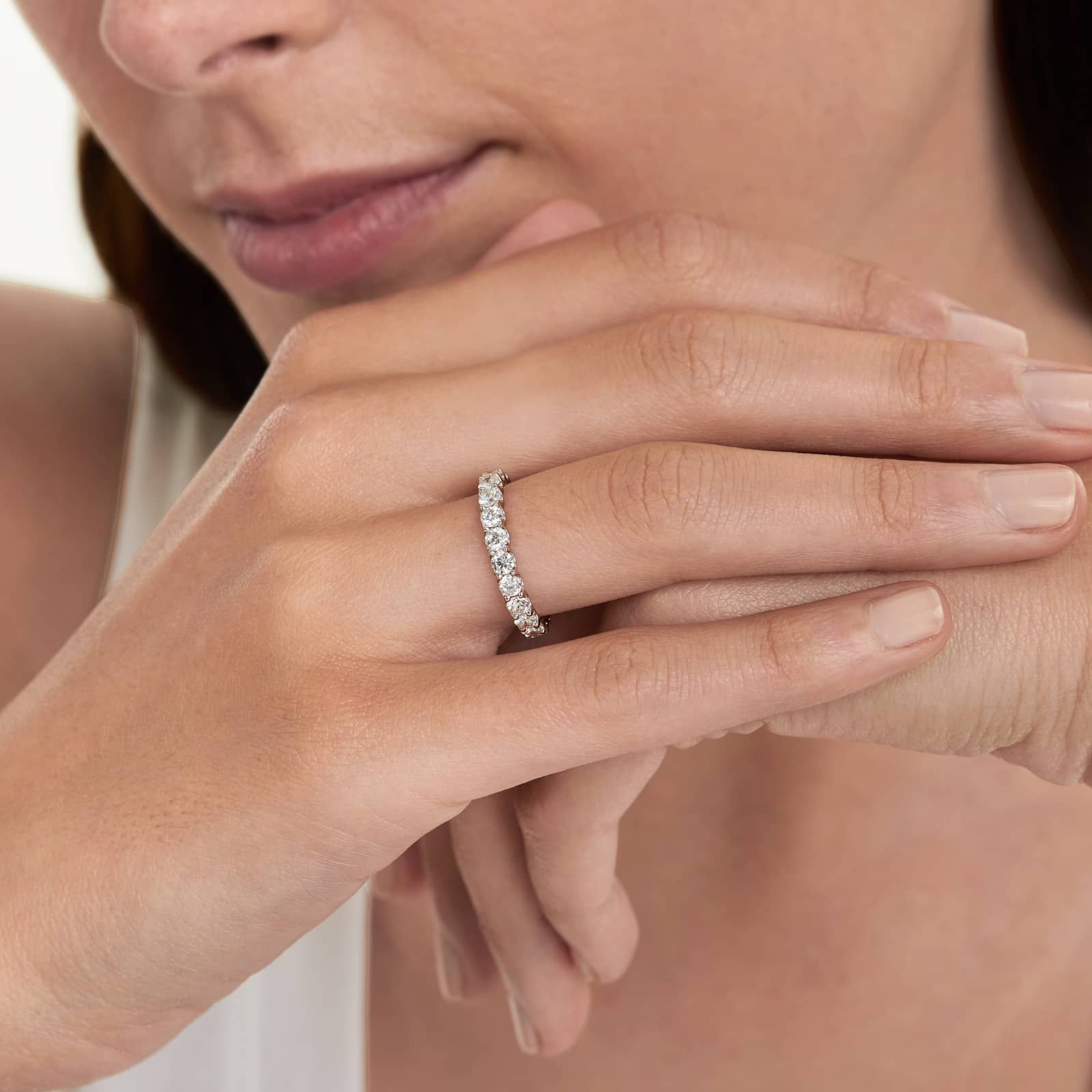 Shared Prong Contour Eternity Ring With 2 CTW Diamonds In Platinum (3.00mm)