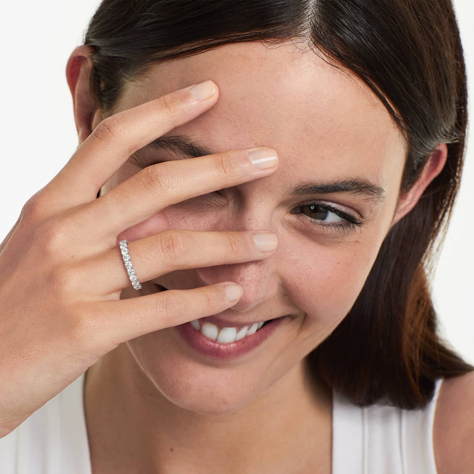 Shared Prong Contour Eternity Ring With 2 CTW Diamonds In Platinum (3.00mm)