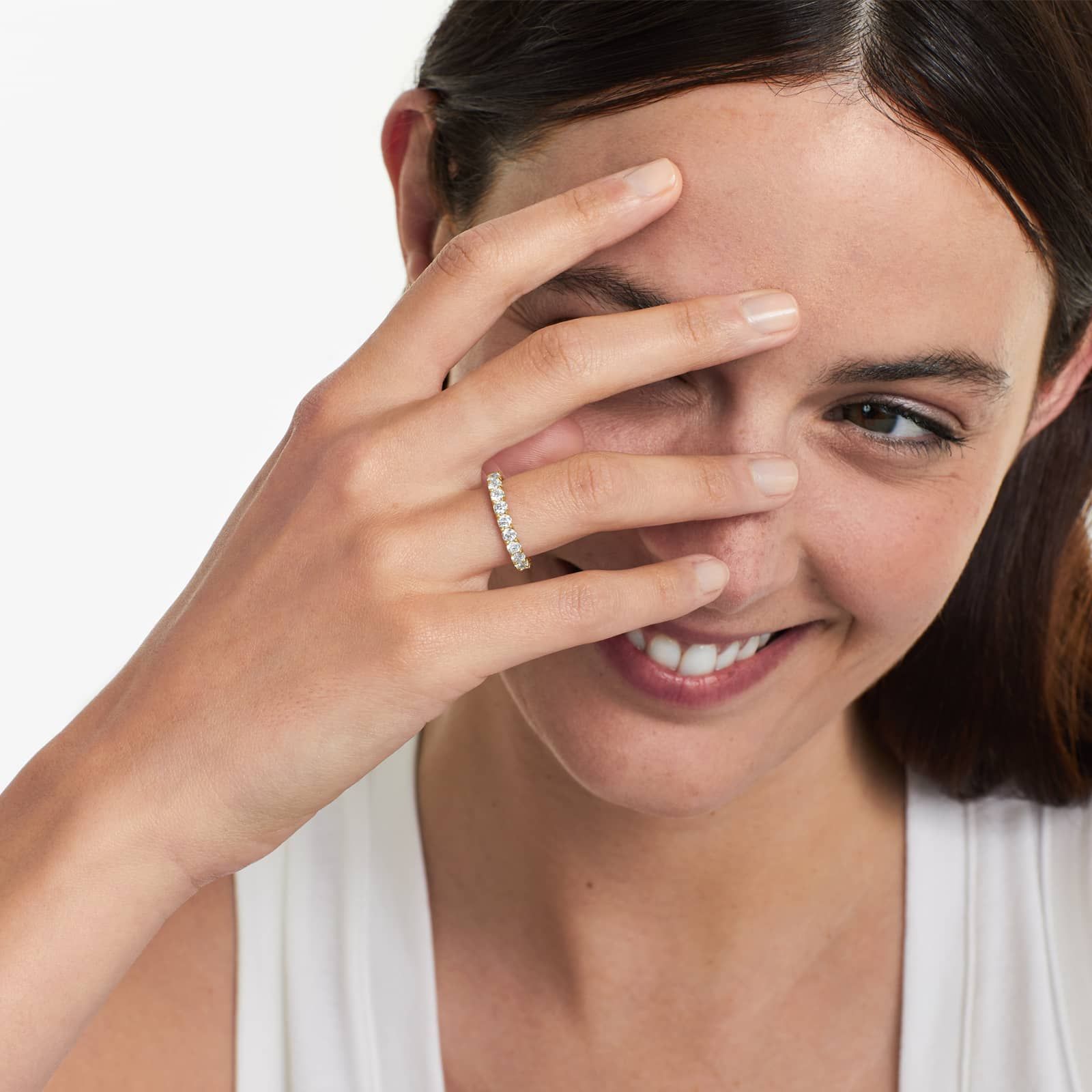 Shared Prong Contour Eternity Ring With 2 CTW Diamonds In 14K Yellow Gold (3.00mm)