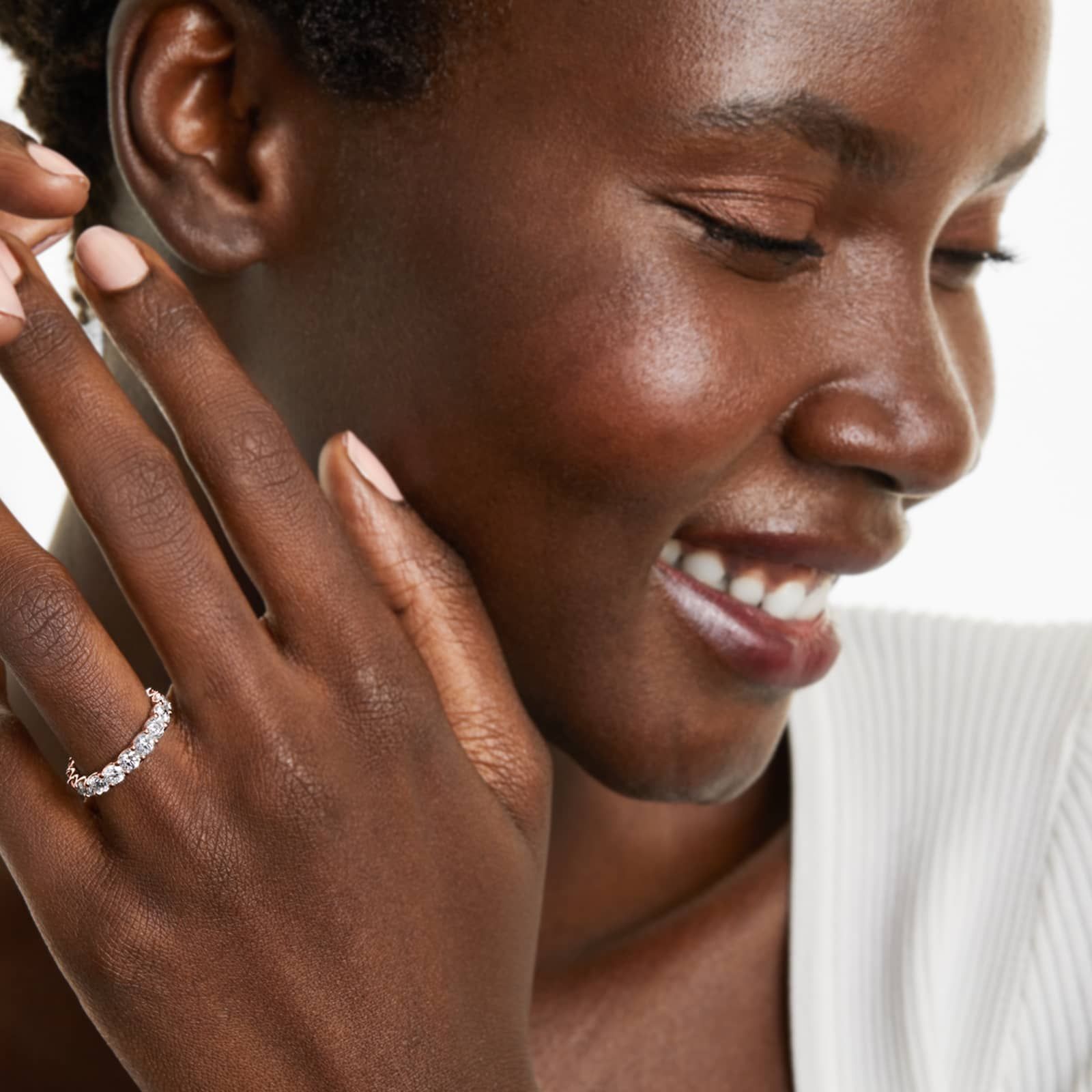 Shared Prong Contour Eternity Ring With 3 CTW Diamonds In 14K Rose Gold (3.50mm)