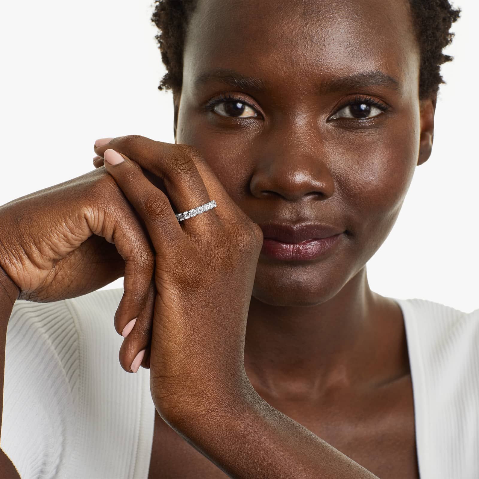 Shared Prong Contour Eternity Ring With 3 CTW Diamonds In Platinum (3.50mm)