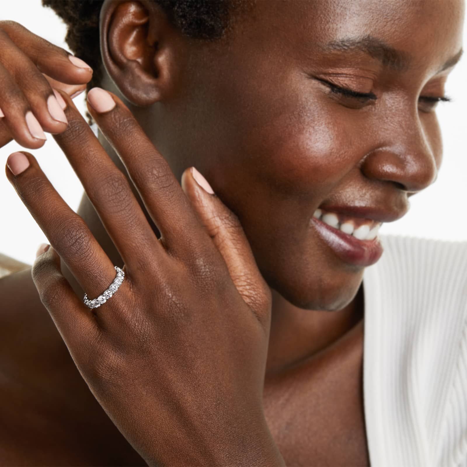 Shared Prong Contour Eternity Ring With 3 CTW Diamonds In Platinum (3.50mm)