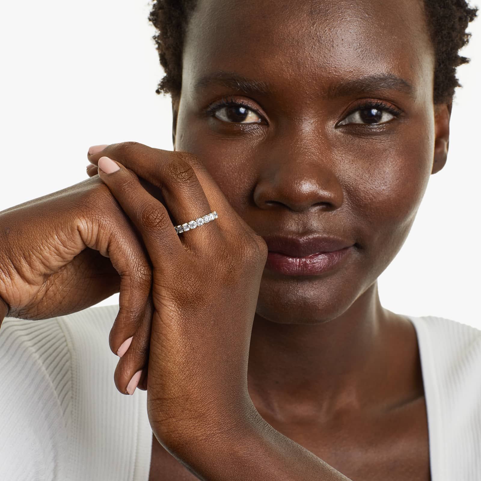 Shared Prong Contour Eternity Ring With 3 CTW Diamonds In 14K Yellow Gold (3.50mm)