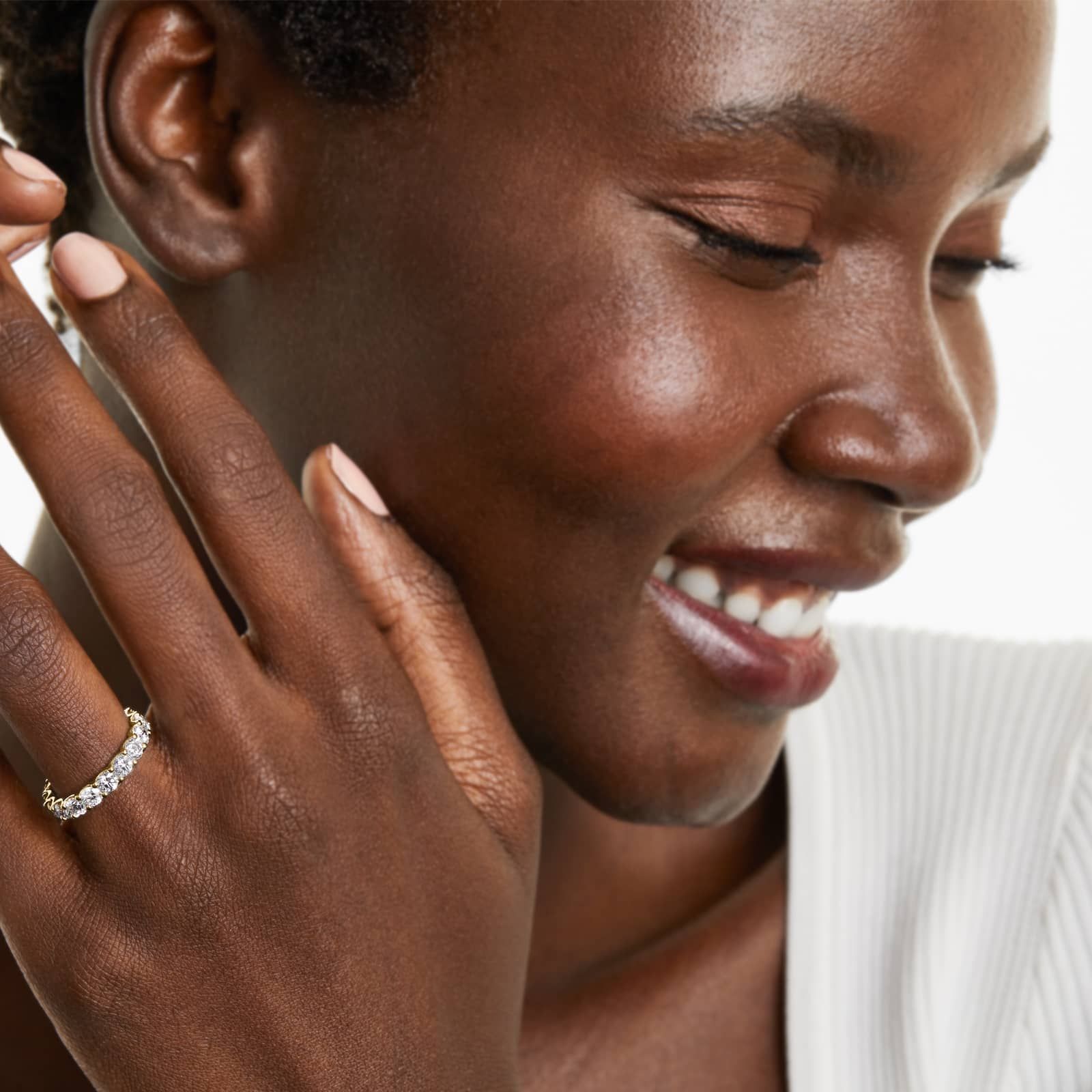 Shared Prong Contour Eternity Ring With 3 CTW Diamonds In 14K Yellow Gold (3.50mm)