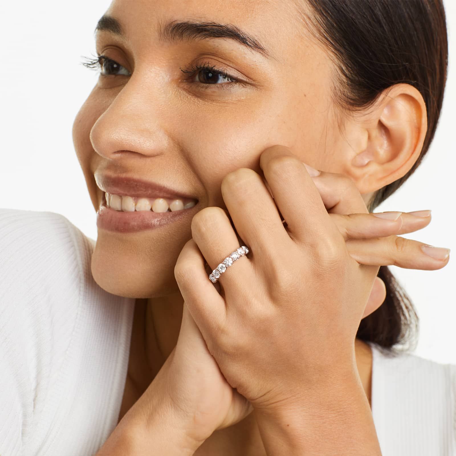 Shared Prong Contour Eternity Ring With 4 CTW Diamonds In 14K Rose Gold (4.00mm)