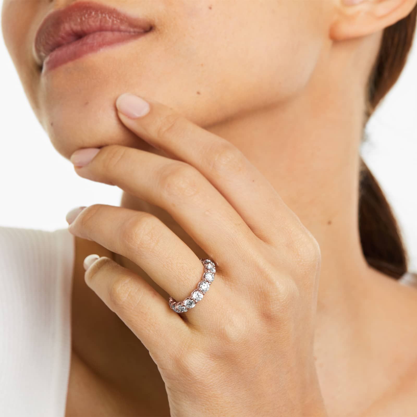 Shared Prong Contour Eternity Ring With 4 CTW Diamonds In 14K Rose Gold (4.00mm)