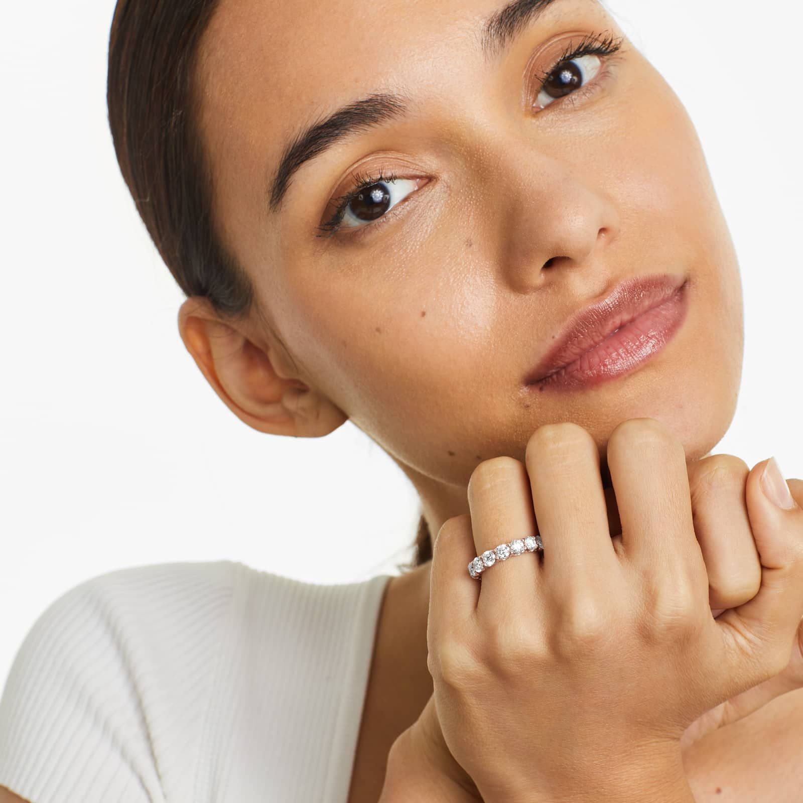 Shared Prong Contour Eternity Ring With 4 CTW Diamonds In 14K Rose Gold (4.00mm)