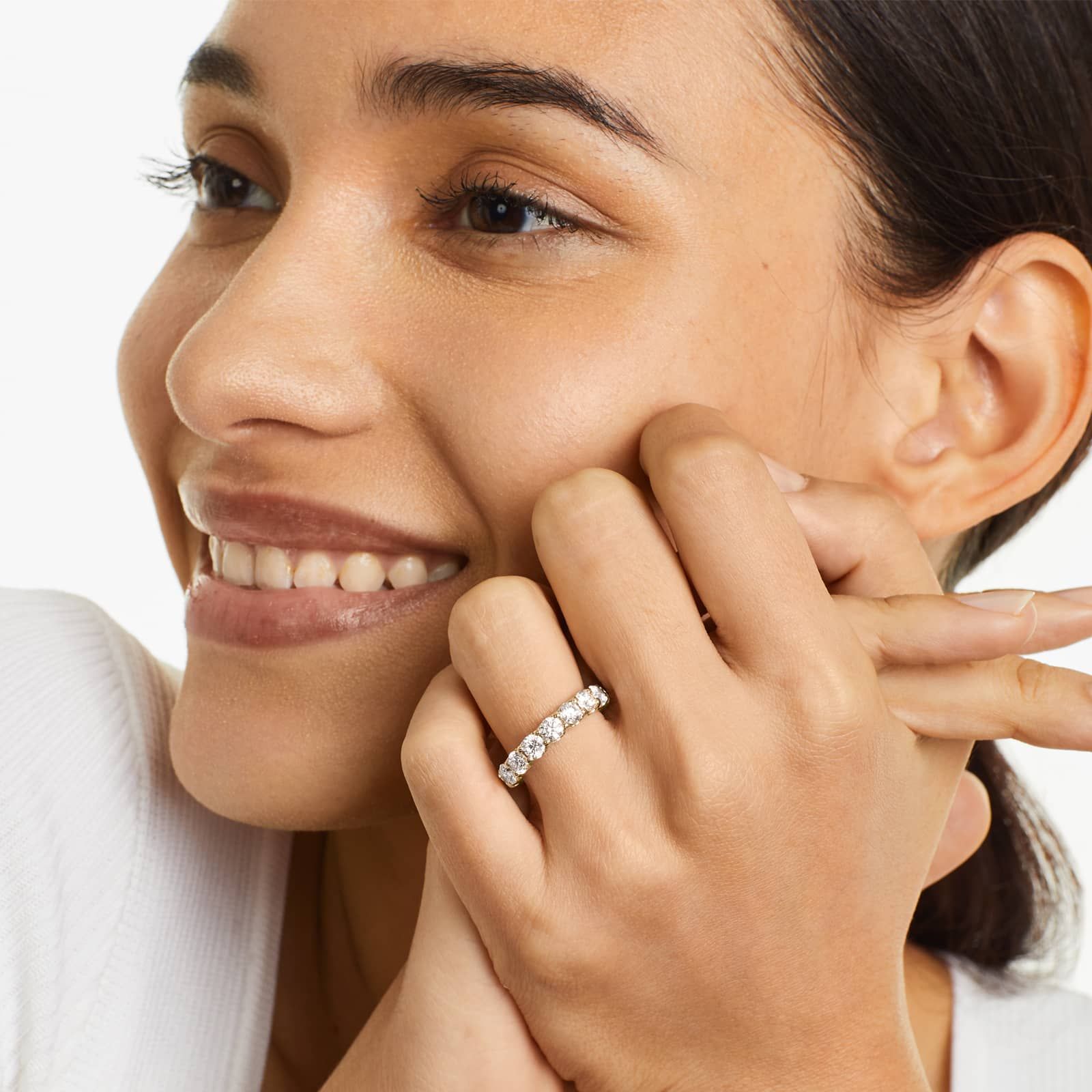 Shared Prong Contour Eternity Ring With 4 CTW Diamonds In 14K Yellow Gold (4.00mm)