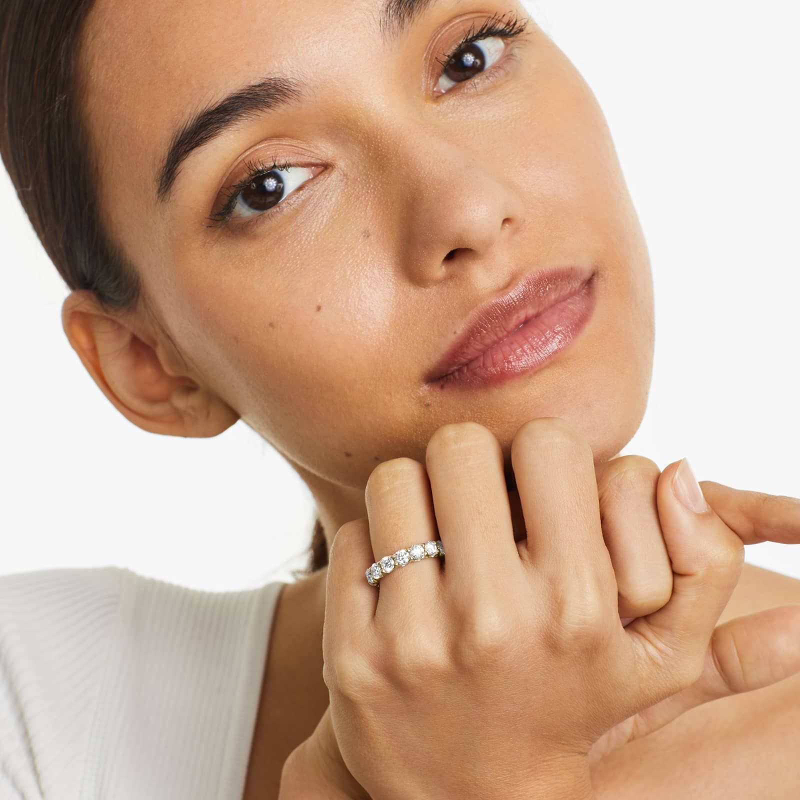 Shared Prong Contour Eternity Ring With 4 CTW Diamonds In 14K Yellow Gold (4.00mm)