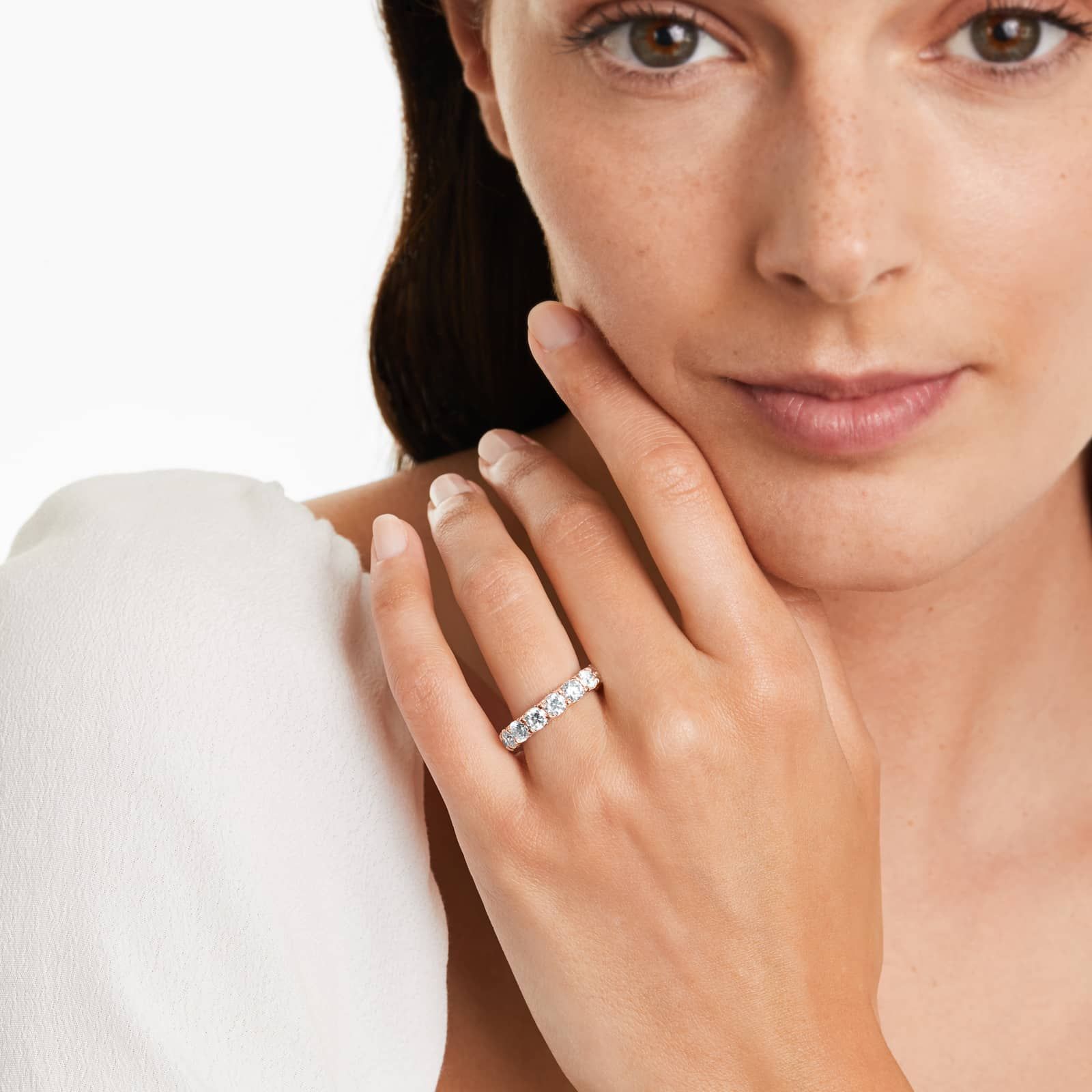 Shared Prong Contour Eternity Ring With 5 CTW Diamonds In 14K Rose Gold (4.50mm)