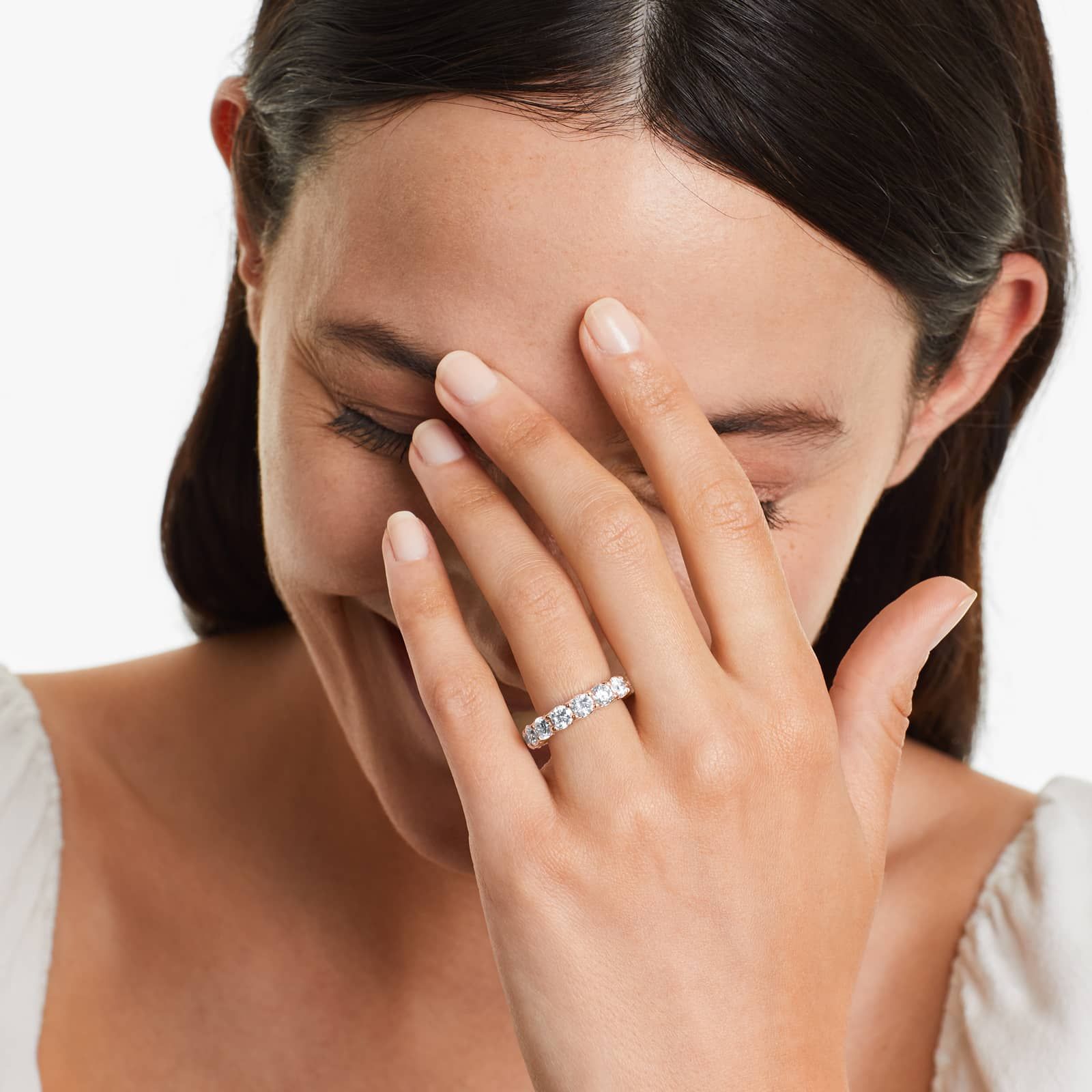 Shared Prong Contour Eternity Ring With 5 CTW Diamonds In 14K Rose Gold (4.50mm)