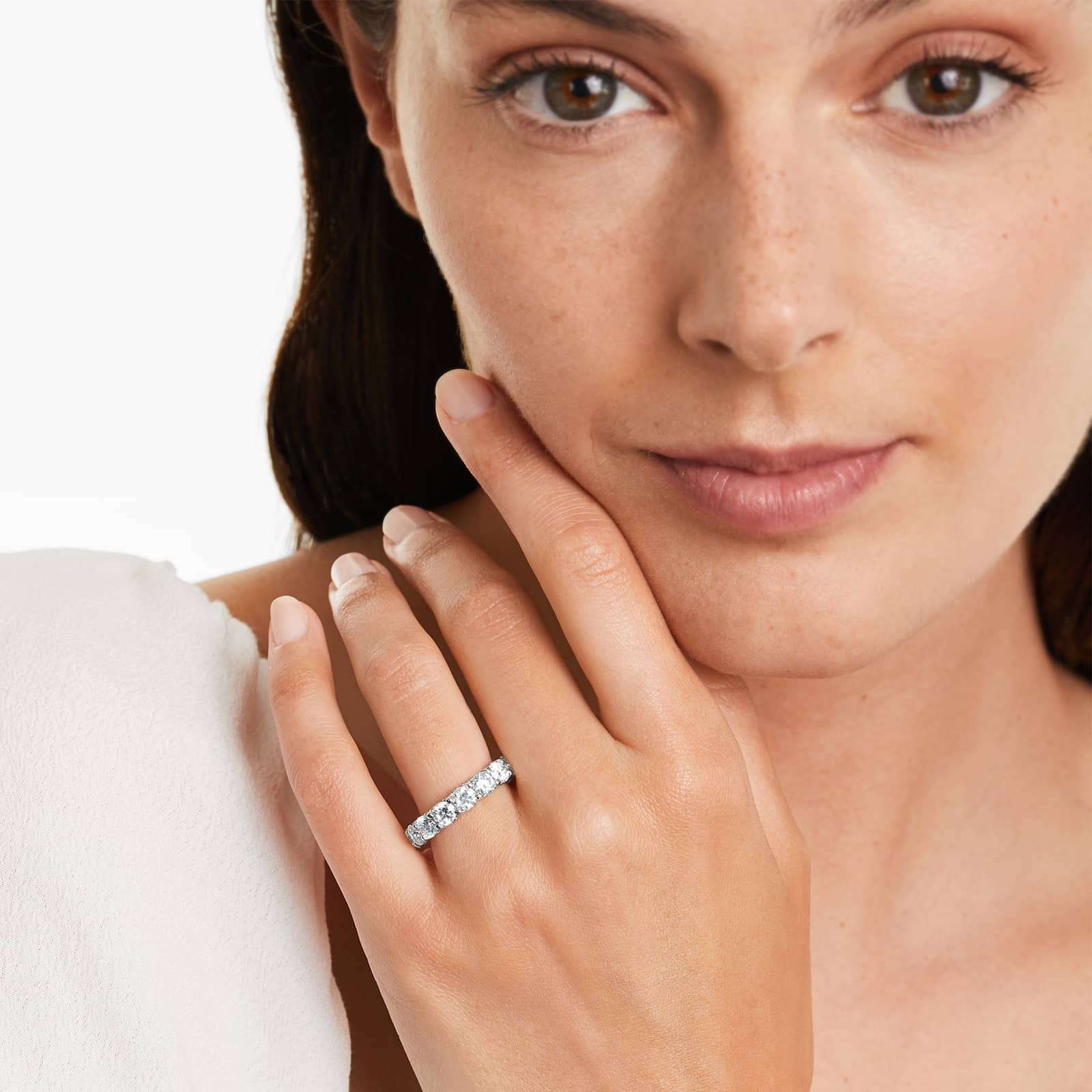 Shared Prong Contour Eternity Ring With 5 CTW Diamonds In Platinum (4.50mm)