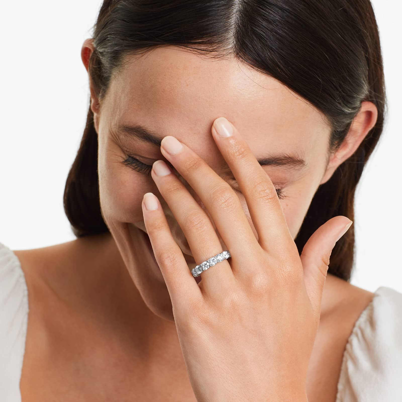 Shared Prong Contour Eternity Ring With 5 CTW Diamonds In Platinum (4.50mm)