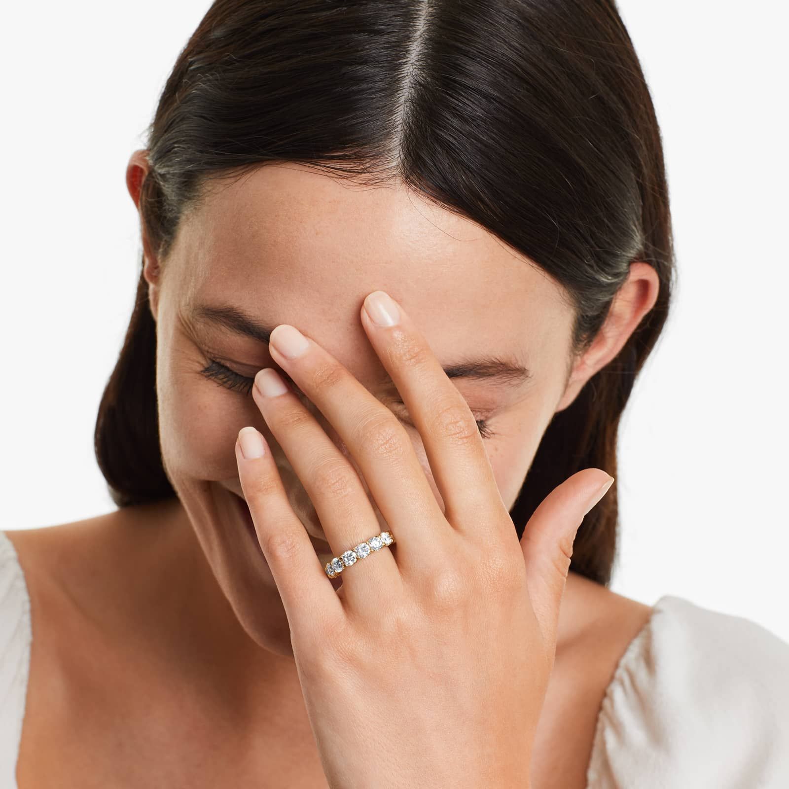 Shared Prong Contour Eternity Ring With 5 CTW Diamonds In 14K Yellow Gold (4.50mm)