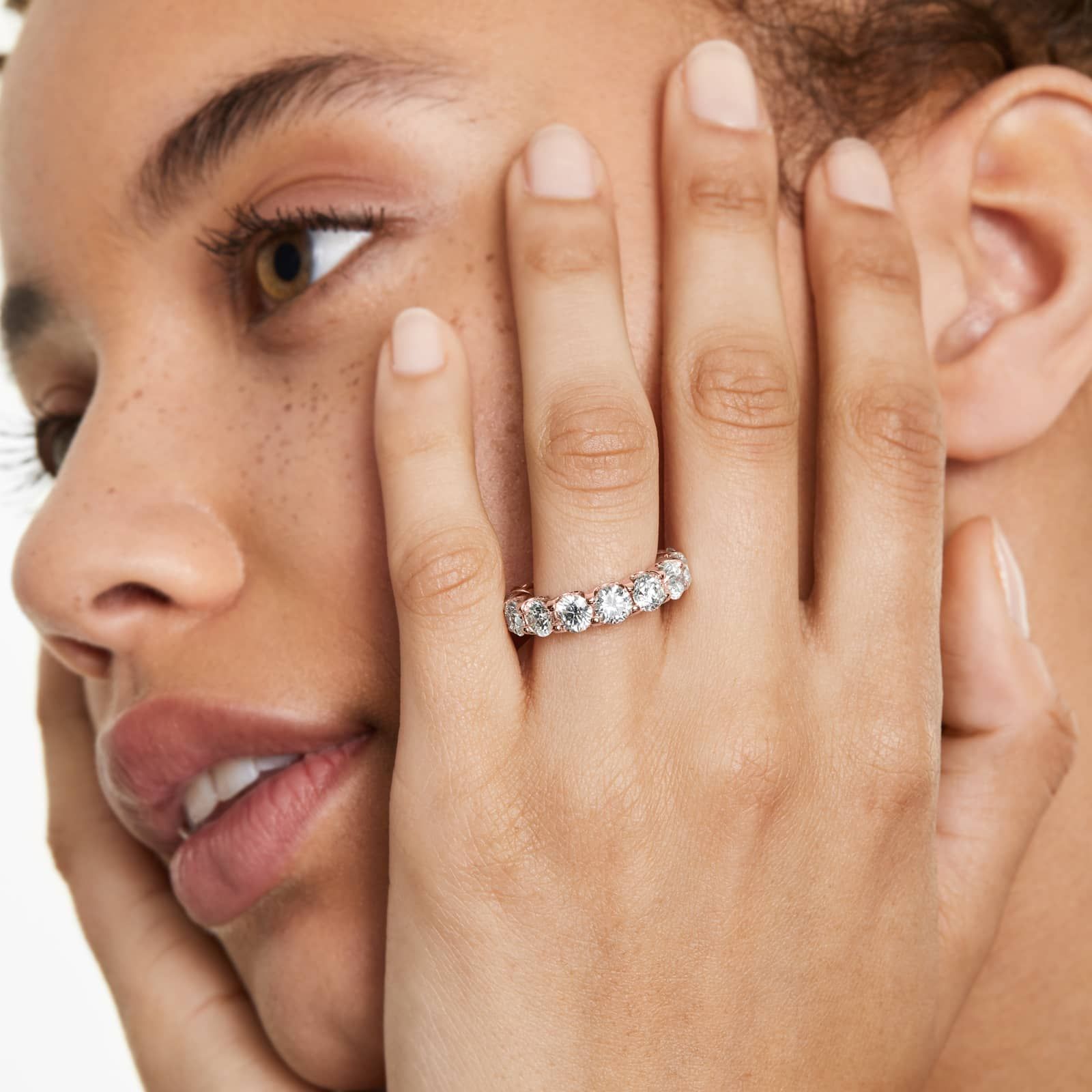 Shared Prong Contour Eternity Ring With 7 CTW Diamonds In 14K Rose Gold (5.00mm)