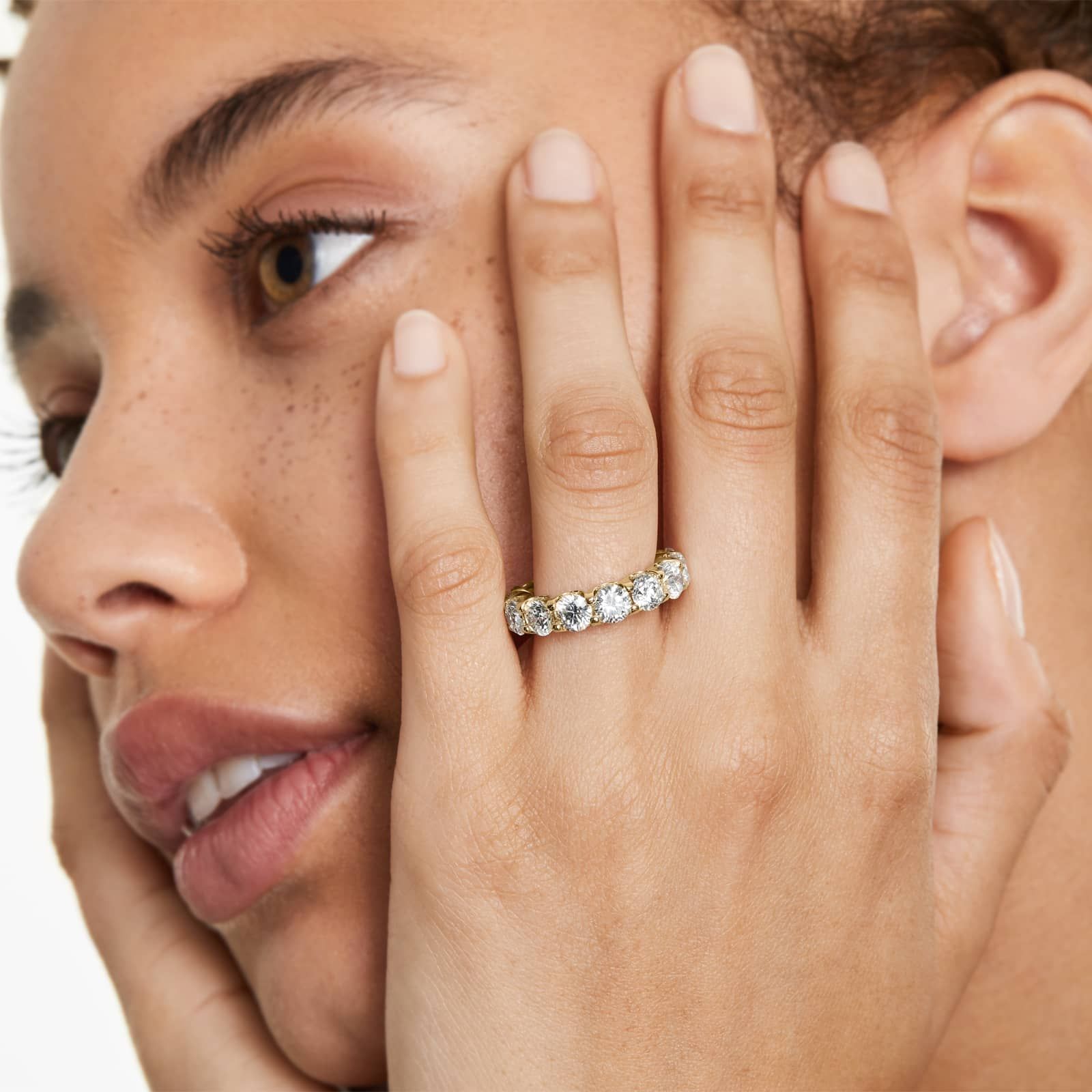 Shared Prong Contour Eternity Ring With 7 CTW Diamonds In 14K Yellow Gold (5.00mm)