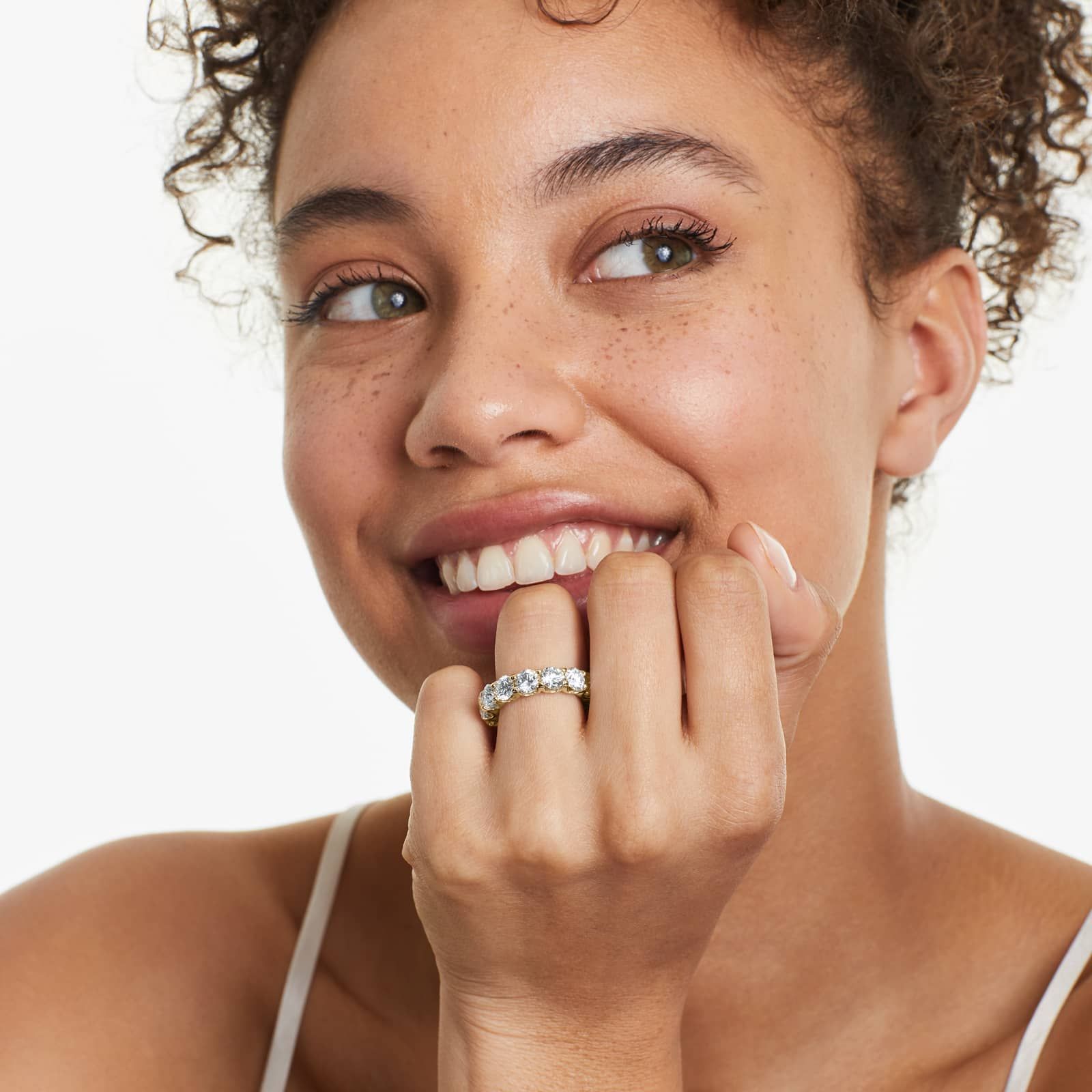 Shared Prong Contour Eternity Ring With 7 CTW Diamonds In 14K Yellow Gold (5.00mm)