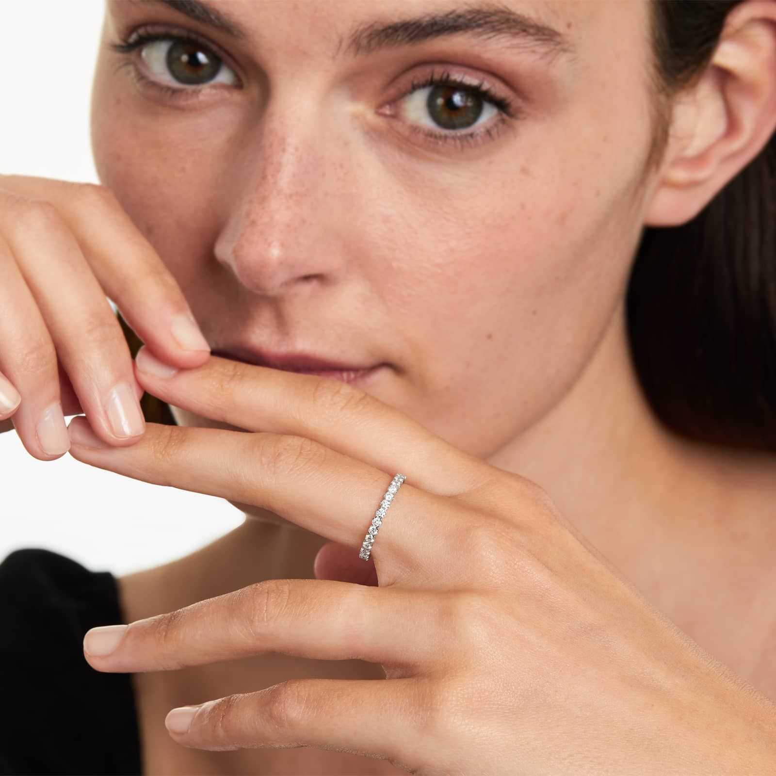 Fishtail Eternity Ring With 1 CTW Diamonds In 14K White Gold (2.00mm)