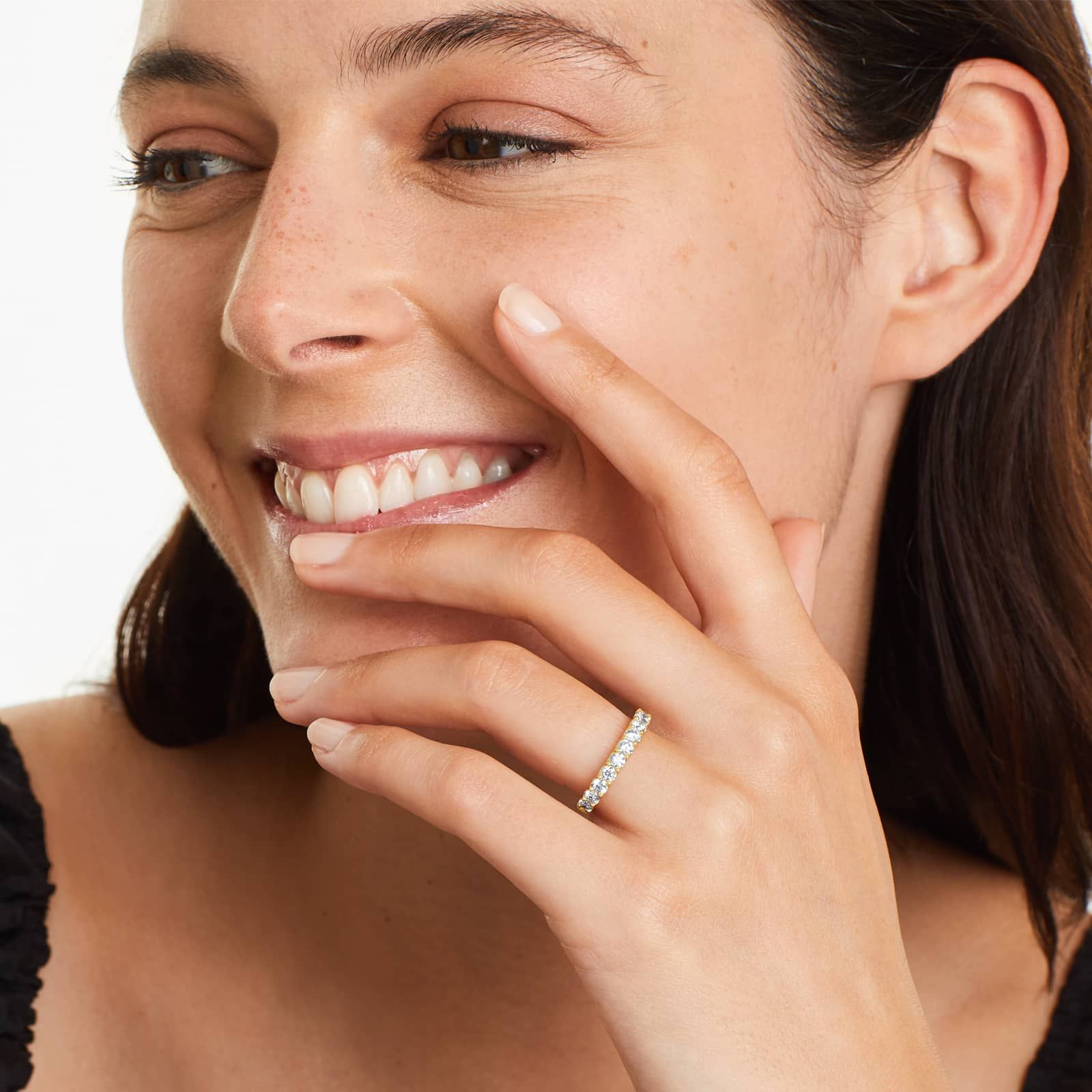 Shared Prong Contour Diamond Ring (0.75 CTW) In 14K Yellow Gold