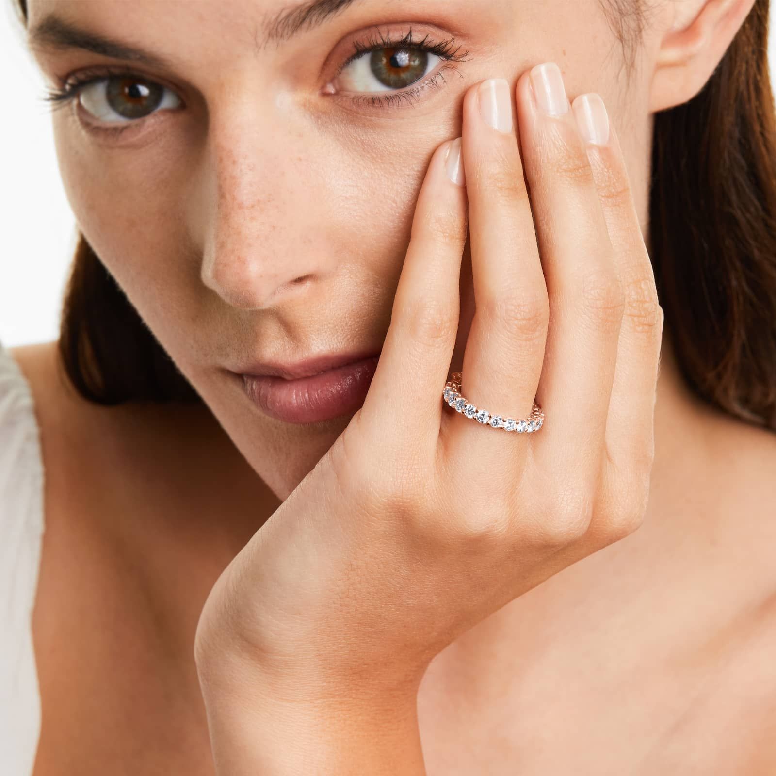 Low Dome Basket Eternity Ring With 2 CTW Diamonds In 14K Rose Gold (3.00mm)