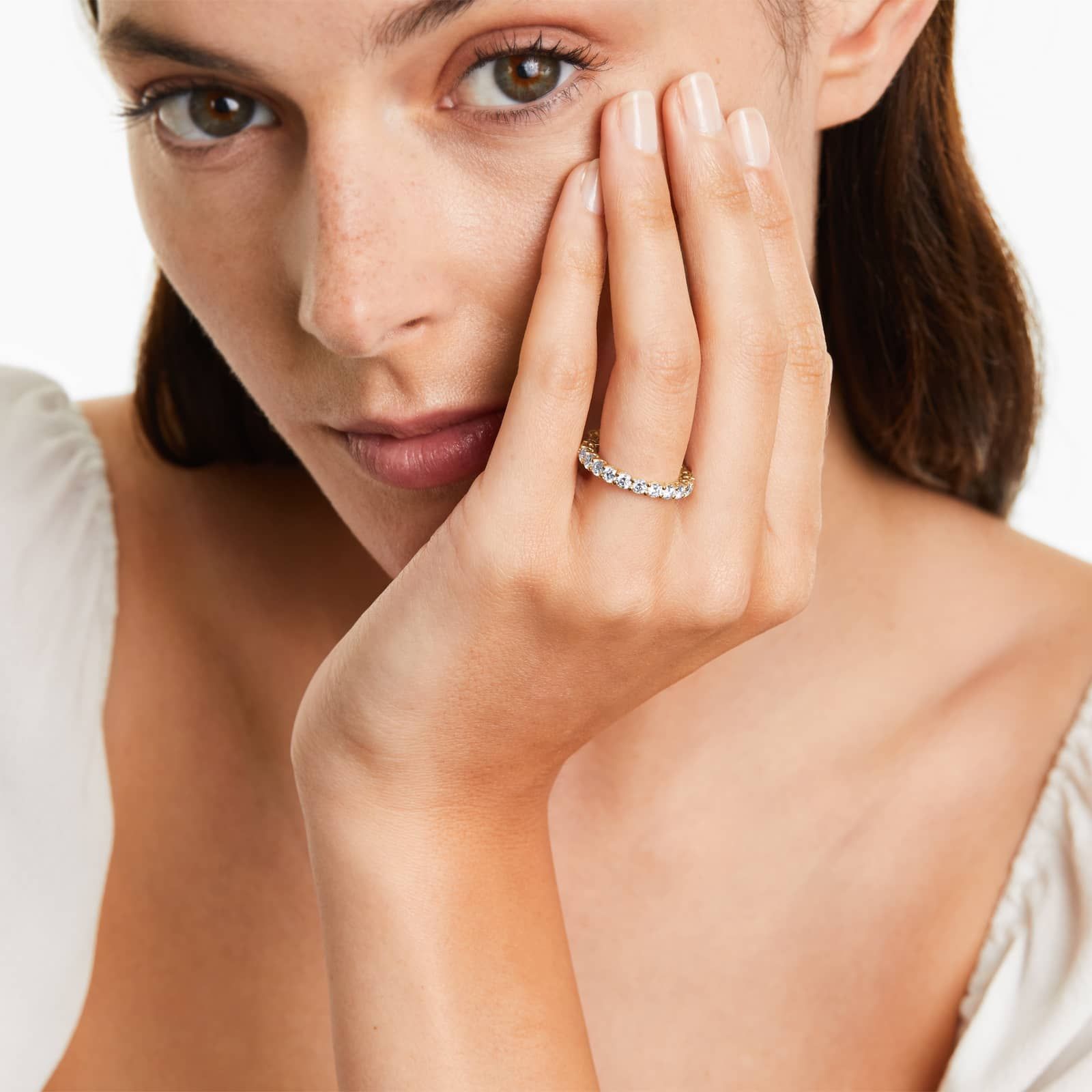 Low Dome Basket Eternity Ring With 2 CTW Diamonds In 14K Yellow Gold (3.00mm)