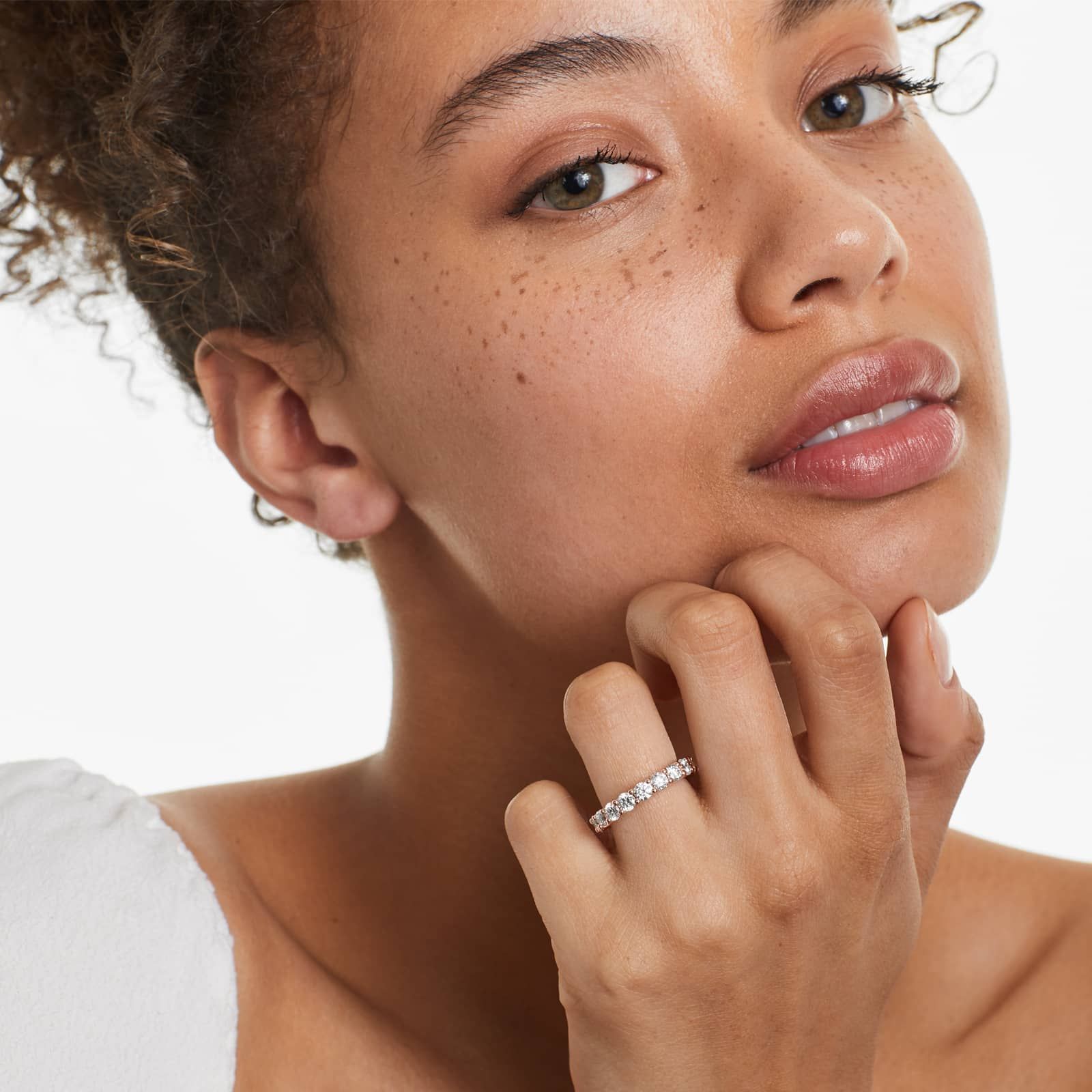 Low Dome Basket Eternity Ring With 3 CTW Lab-Grown Diamonds In 14K Rose Gold (3.50mm)