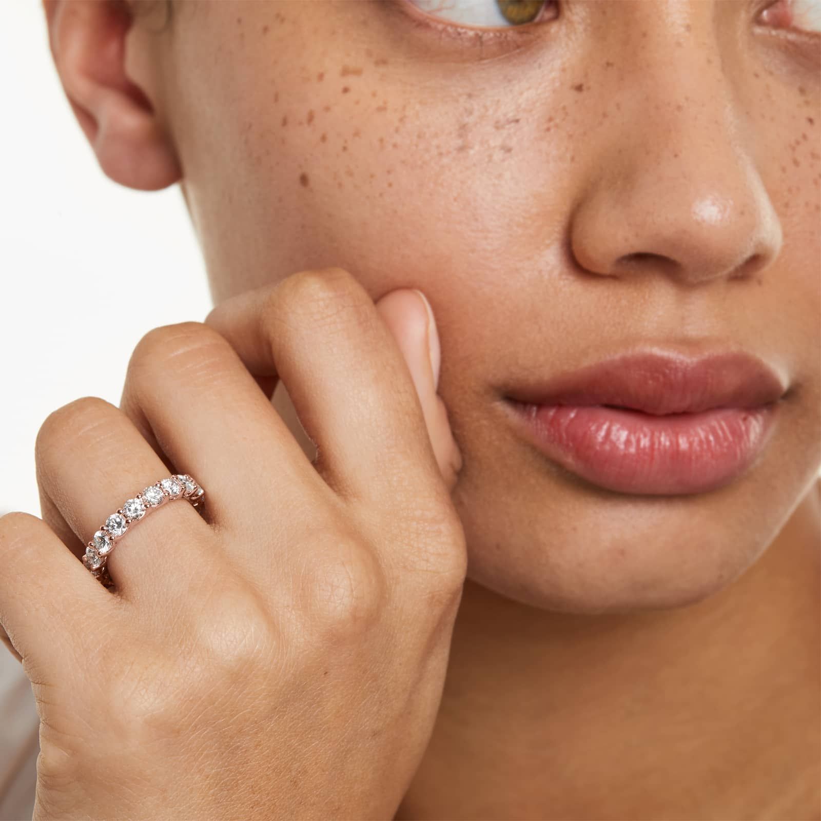 Low Dome Basket Eternity Ring With 3 CTW Lab-Grown Diamonds In 14K Rose Gold (3.50mm)