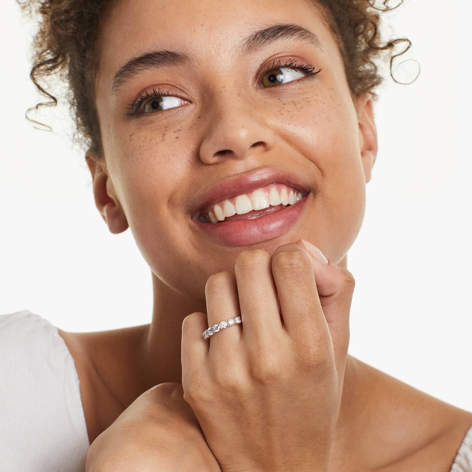 Low Dome Basket Eternity Ring With 3 CTW Lab-Grown Diamonds In 14K Rose Gold (3.50mm)