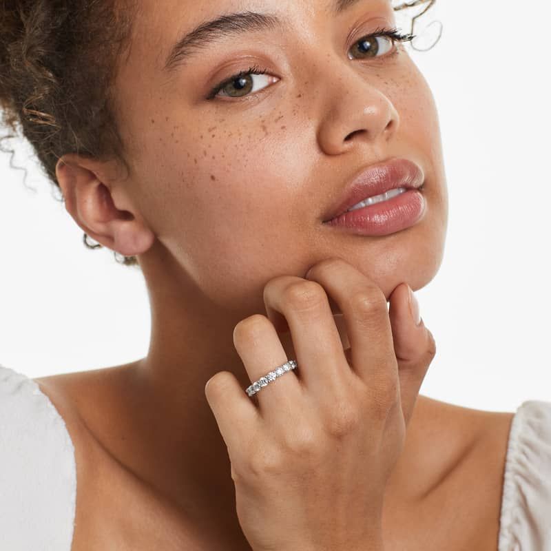 Low Dome Basket Eternity Ring With 3 CTW Lab-Grown Diamonds In 14K White Gold (3.50mm)