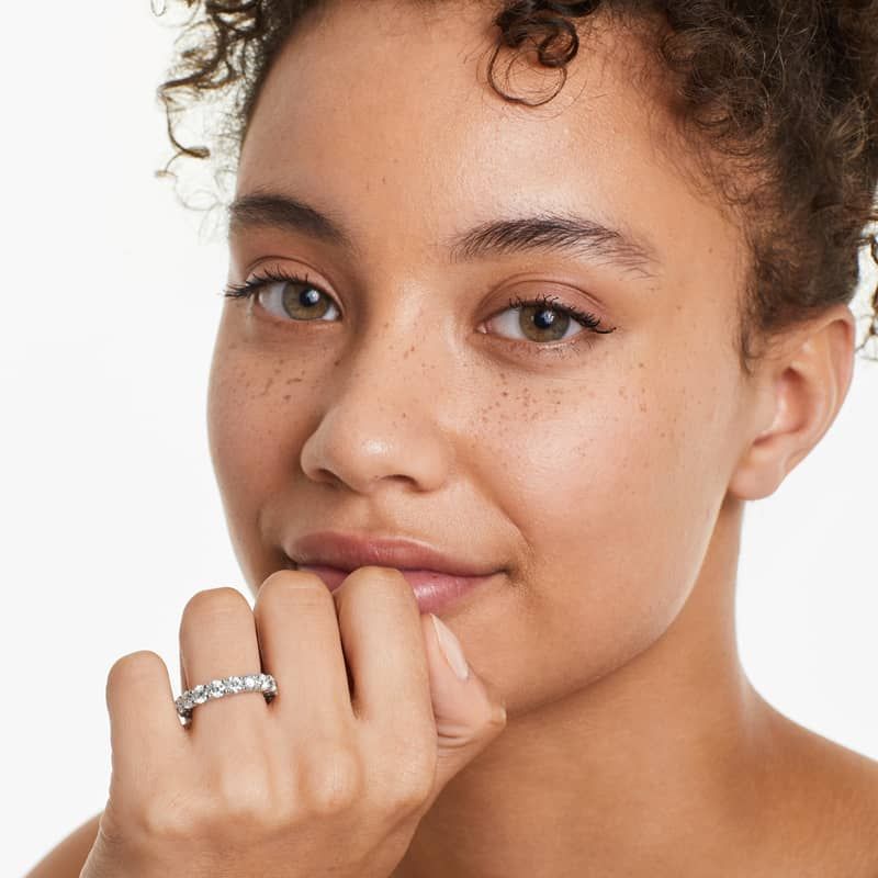 Low Dome Basket Eternity Ring With 4 CTW Lab-Grown Diamonds In 14K White Gold (4.00mm)