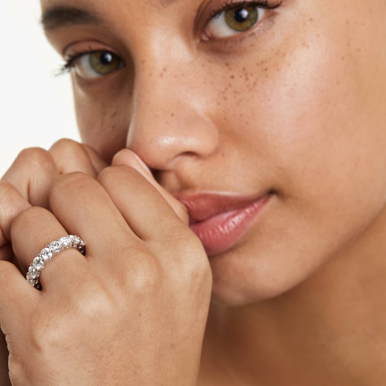 Low Dome Basket Eternity Ring With 4 CTW Diamonds In Platinum (4.00mm)