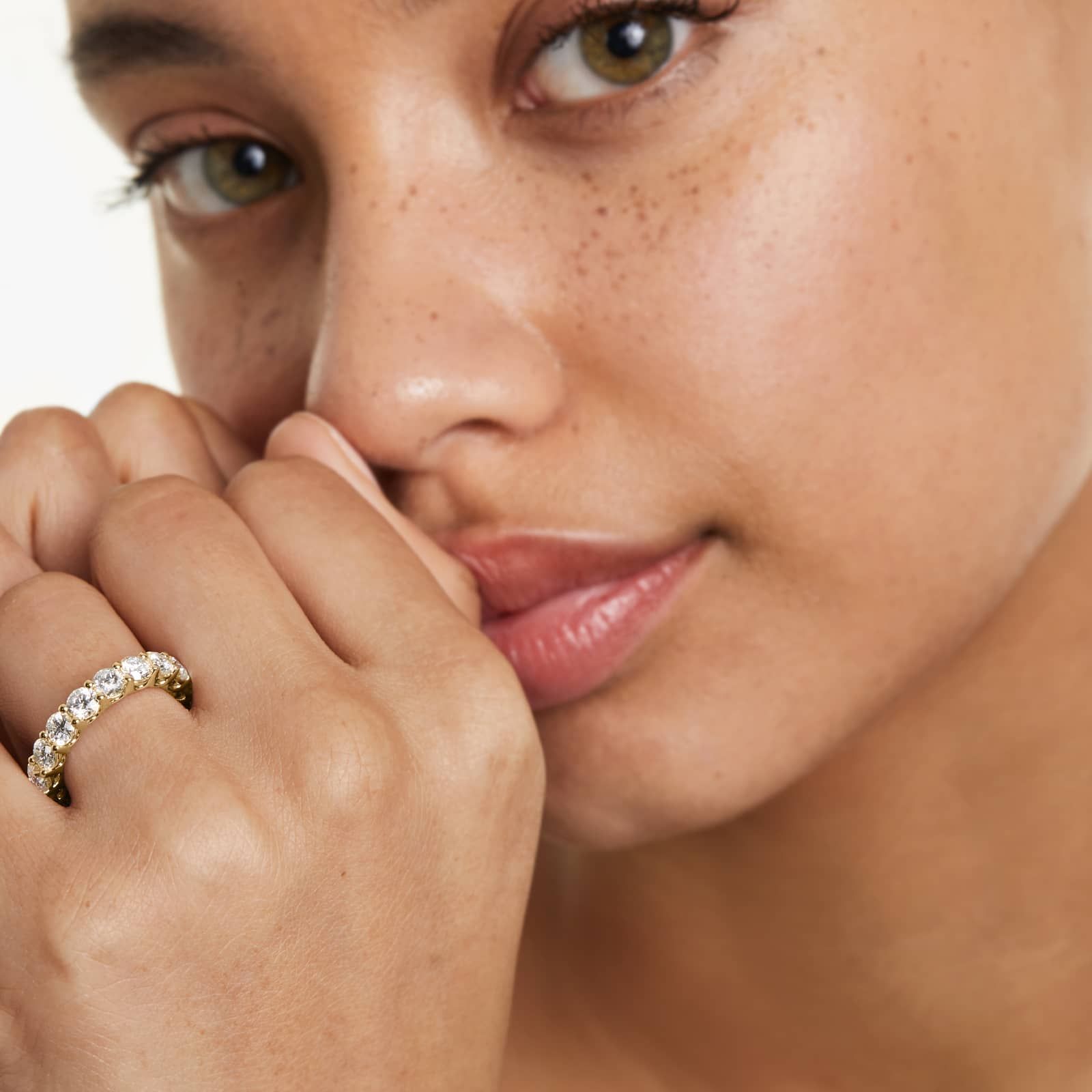 Low Dome Basket Eternity Ring With 4 CTW Lab-Grown Diamonds In 14K Yellow Gold (4.00mm)