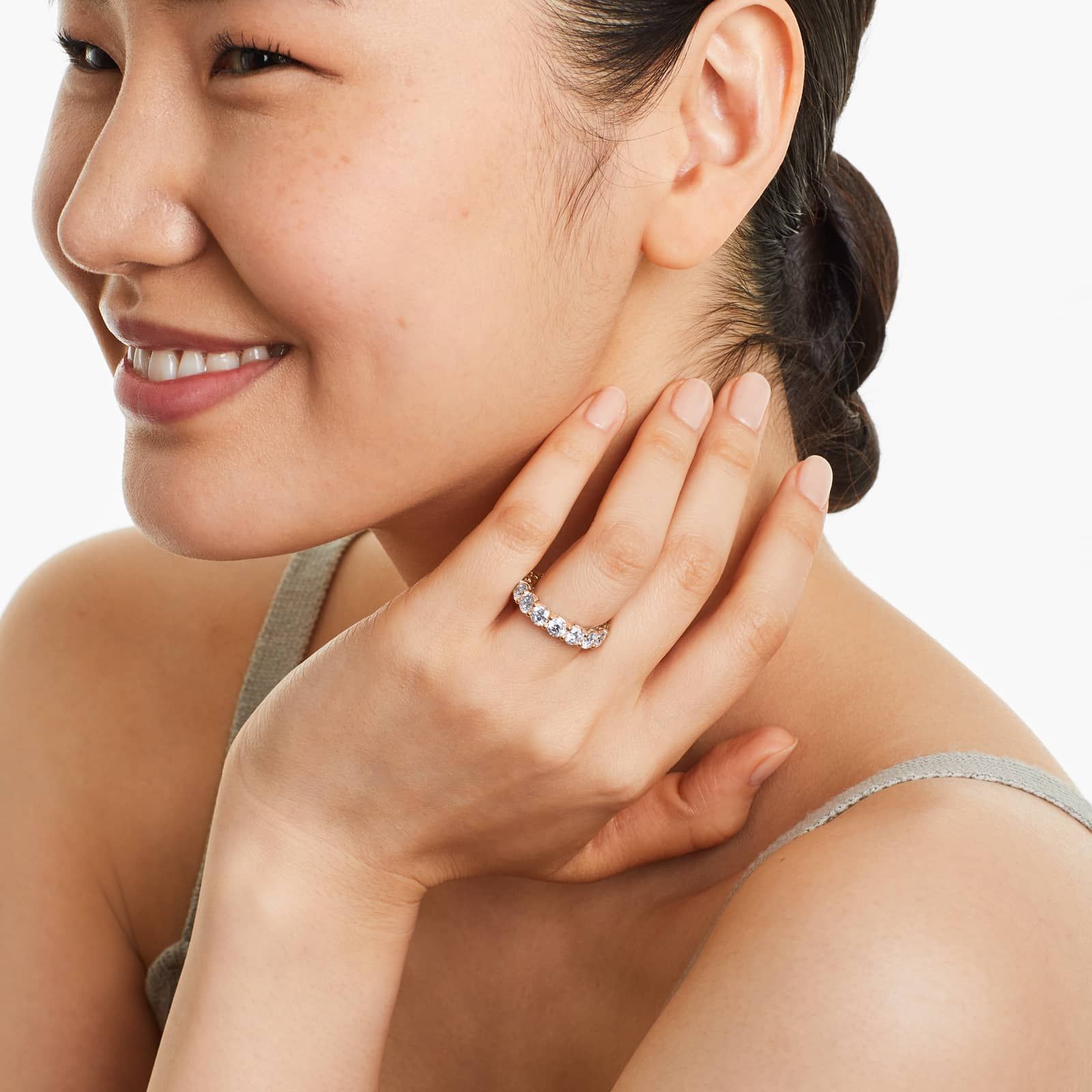 Low Dome Basket Eternity Ring With 5 CTW Lab-Grown Diamonds In 14K Rose Gold (4.00mm)