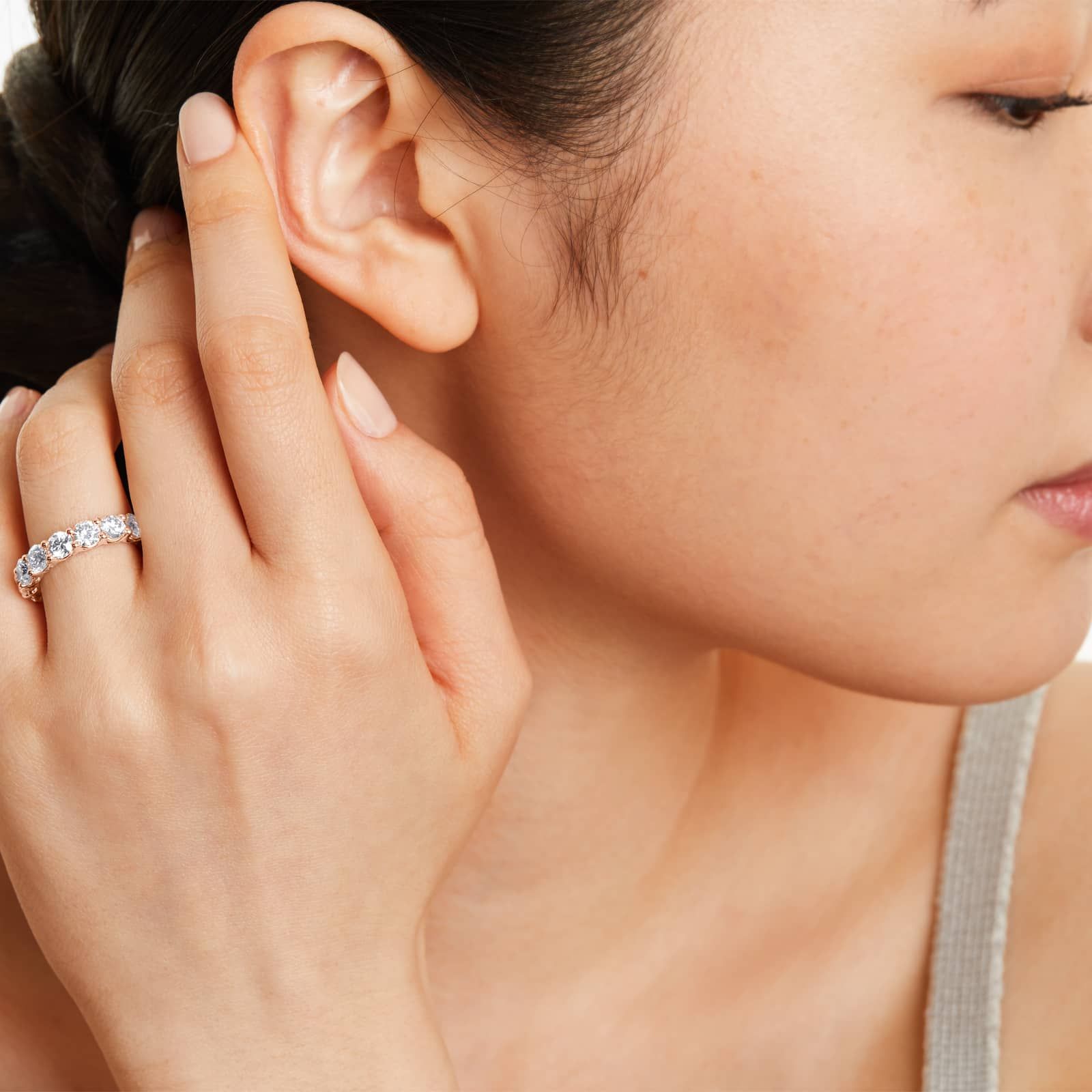 Low Dome Basket Eternity Ring With 5 CTW Lab-Grown Diamonds In 14K Rose Gold (4.00mm)