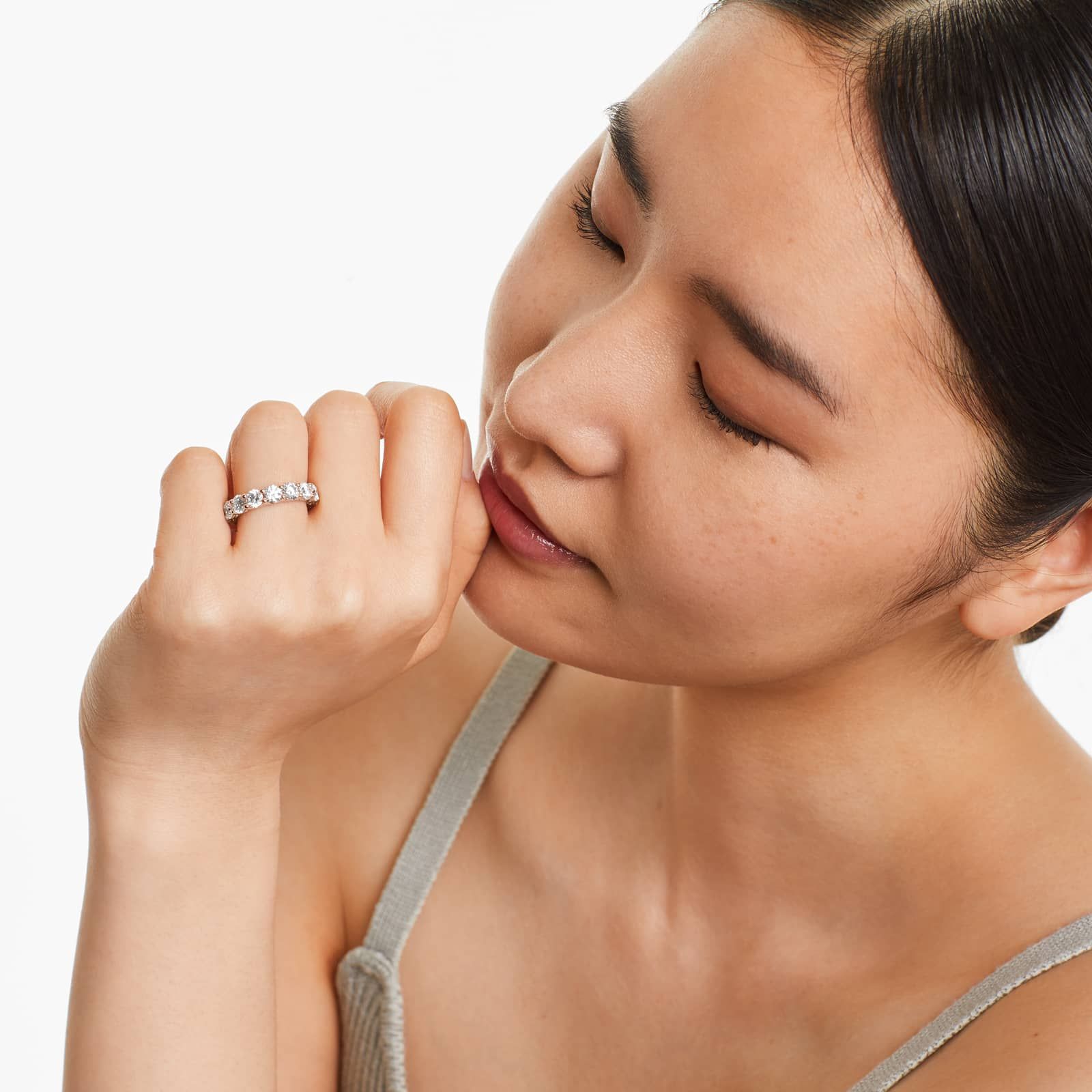 Low Dome Basket Eternity Ring With 5 CTW Lab-Grown Diamonds In 14K Rose Gold (4.00mm)