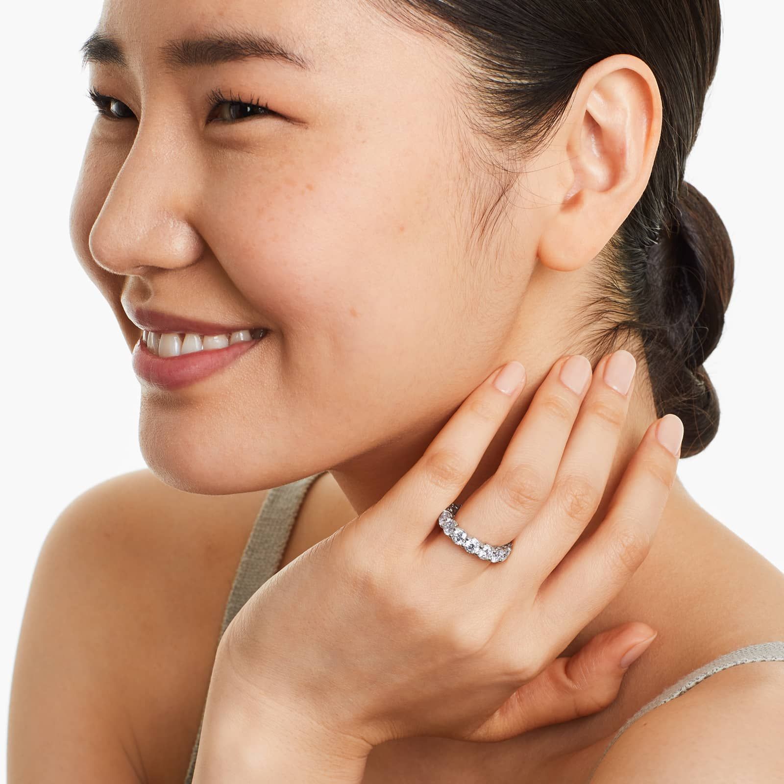 Low Dome Basket Eternity Ring With 5 CTW Diamonds In Platinum (4.00mm)