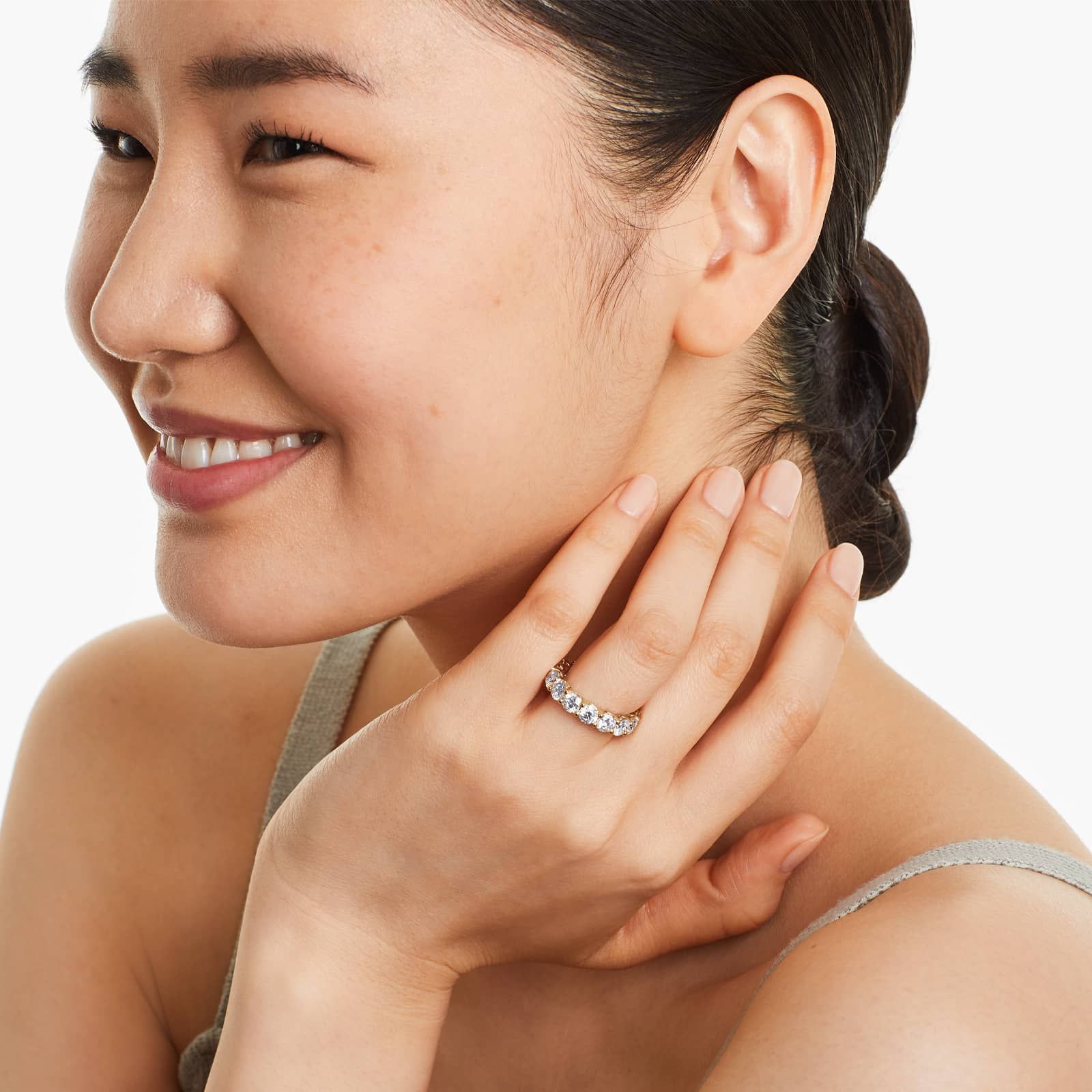 Low Dome Basket Eternity Ring With 5 CTW Lab-Grown Diamonds In 14K Yellow Gold (4.00mm)