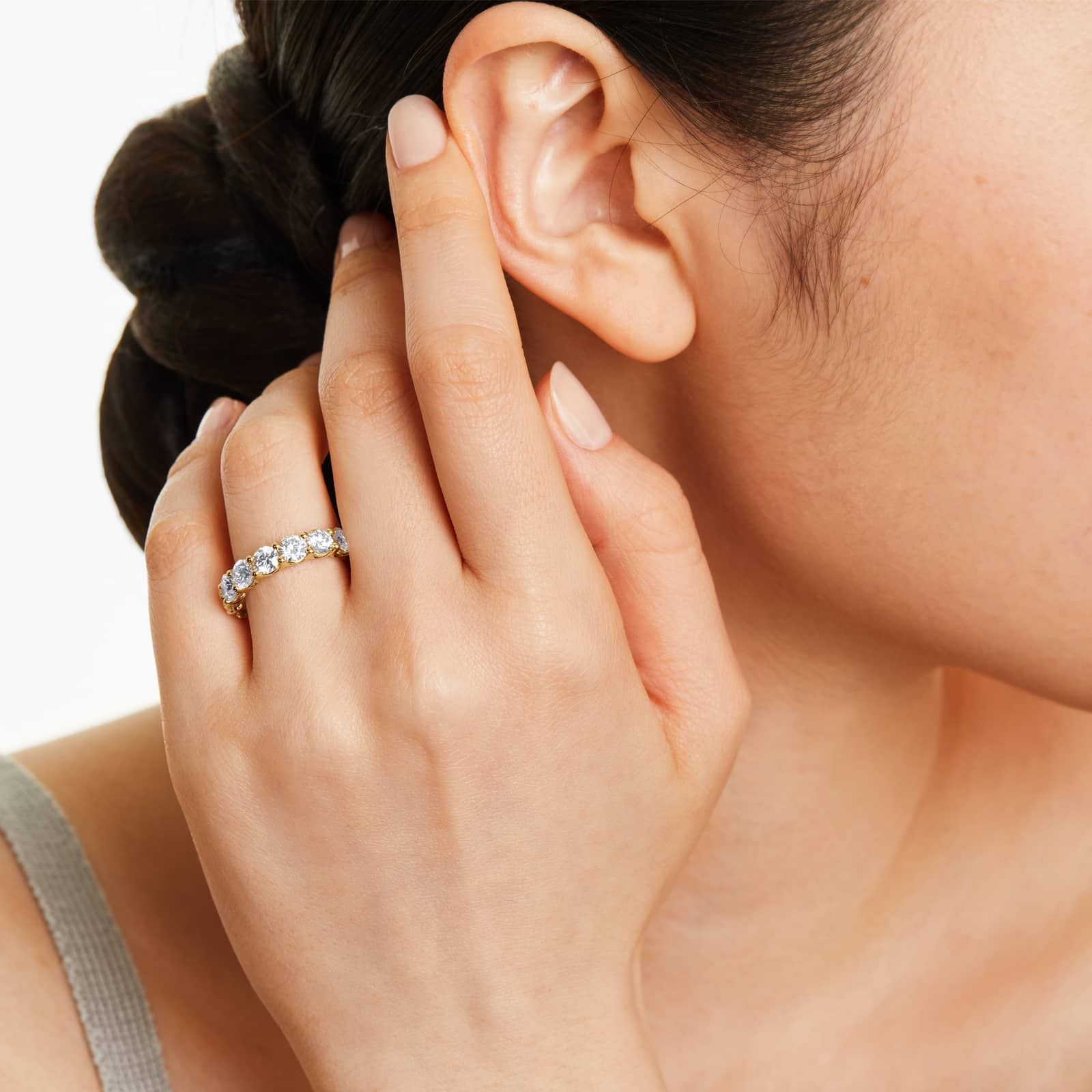 Low Dome Basket Eternity Ring With 5 CTW Lab-Grown Diamonds In 14K Yellow Gold (4.00mm)