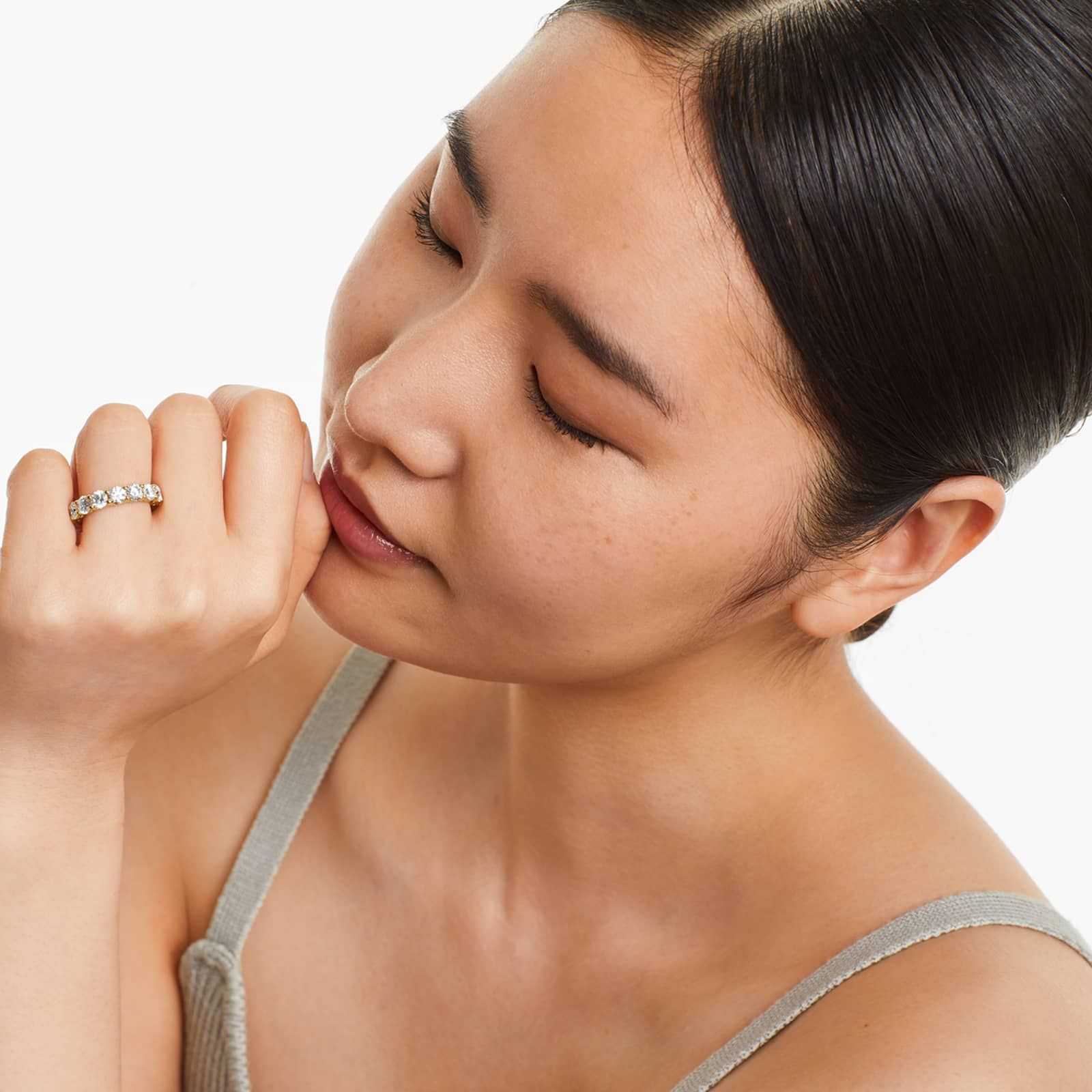 Low Dome Basket Eternity Ring With 5 CTW Lab-Grown Diamonds In 14K Yellow Gold (4.00mm)