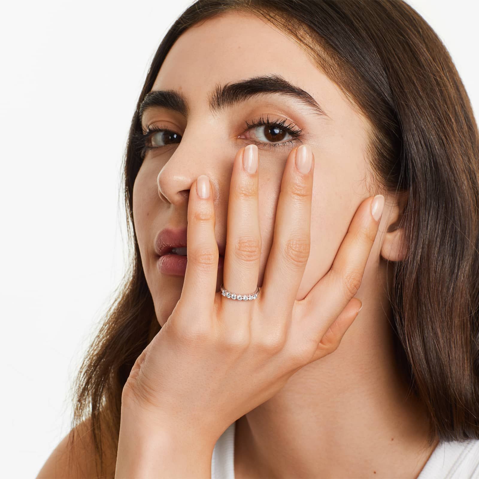 Seven Stone Low Dome Basket Anniversary Ring With 0.5 CTW Diamonds In 14K Rose Gold (2.40mm)