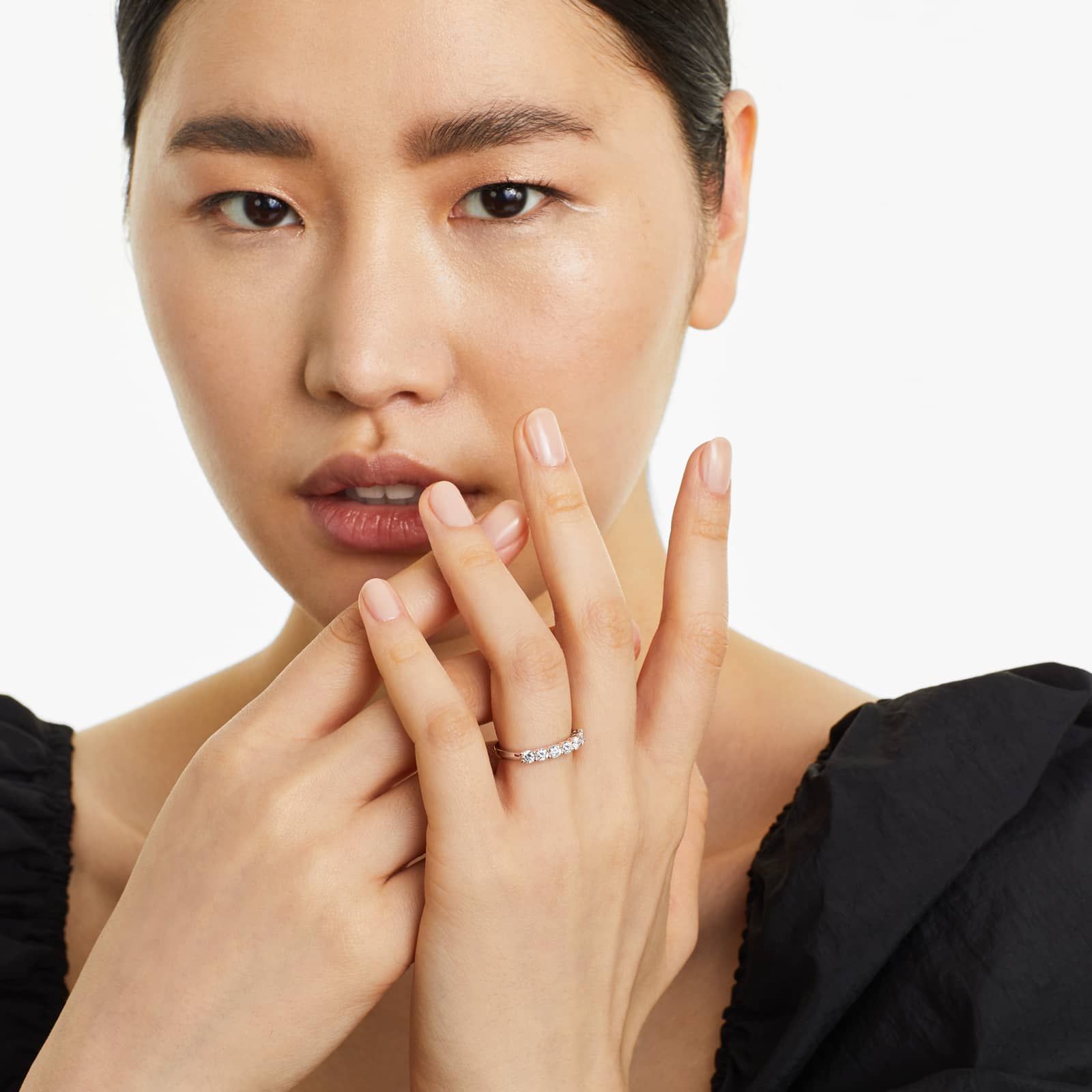 Seven Stone Low Dome Basket Anniversary Ring With 0.75 CTW Diamonds In 14K Rose Gold (2.40mm)