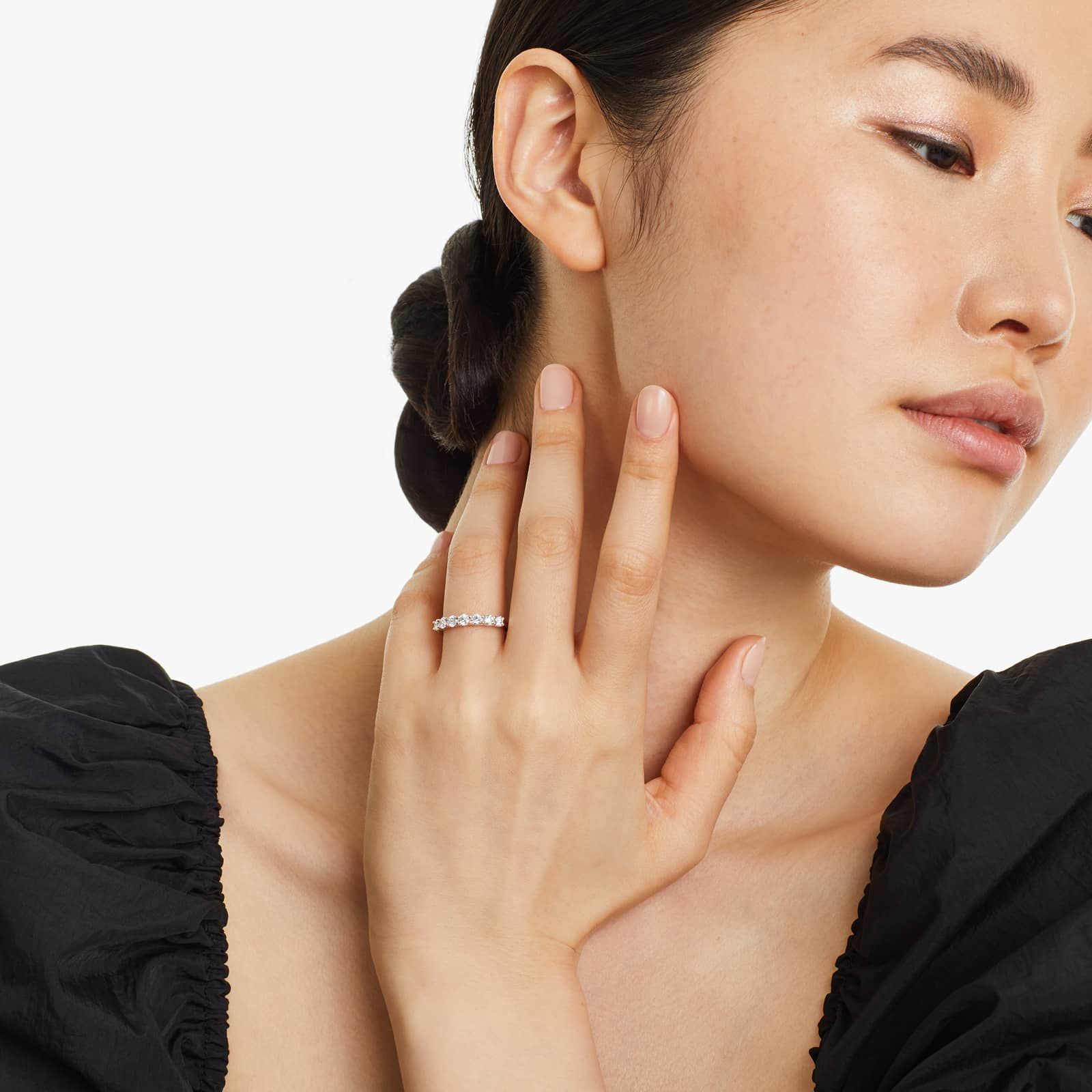 Seven Stone Low Dome Basket Anniversary Ring With 0.75 CTW Diamonds In 14K Rose Gold (2.40mm)