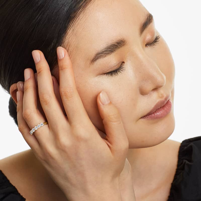 Seven Stone Low Dome Basket Anniversary Ring With 1 CTW Lab-Grown Diamonds In 14K Yellow Gold (2.50mm)